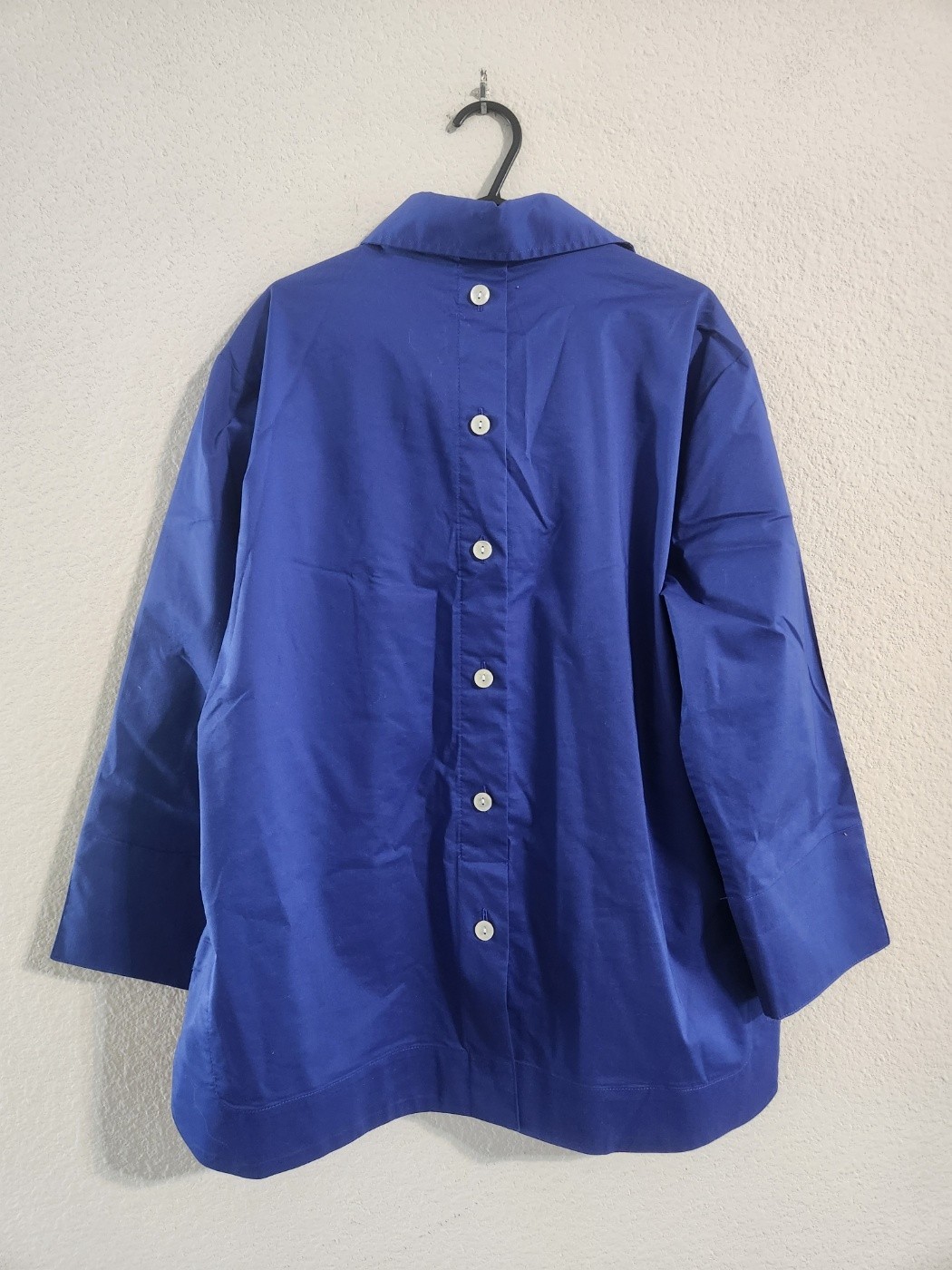 Hinson Wu Aileen 3/4 Sleeve Button Back Top Lapis Blue size Medium