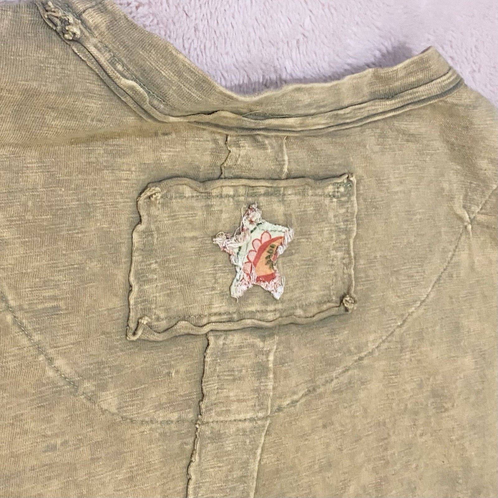 Oli & Hali Star Patchwork Quilted Oversized Relaxed Cropped Boho Twee Y2K Top