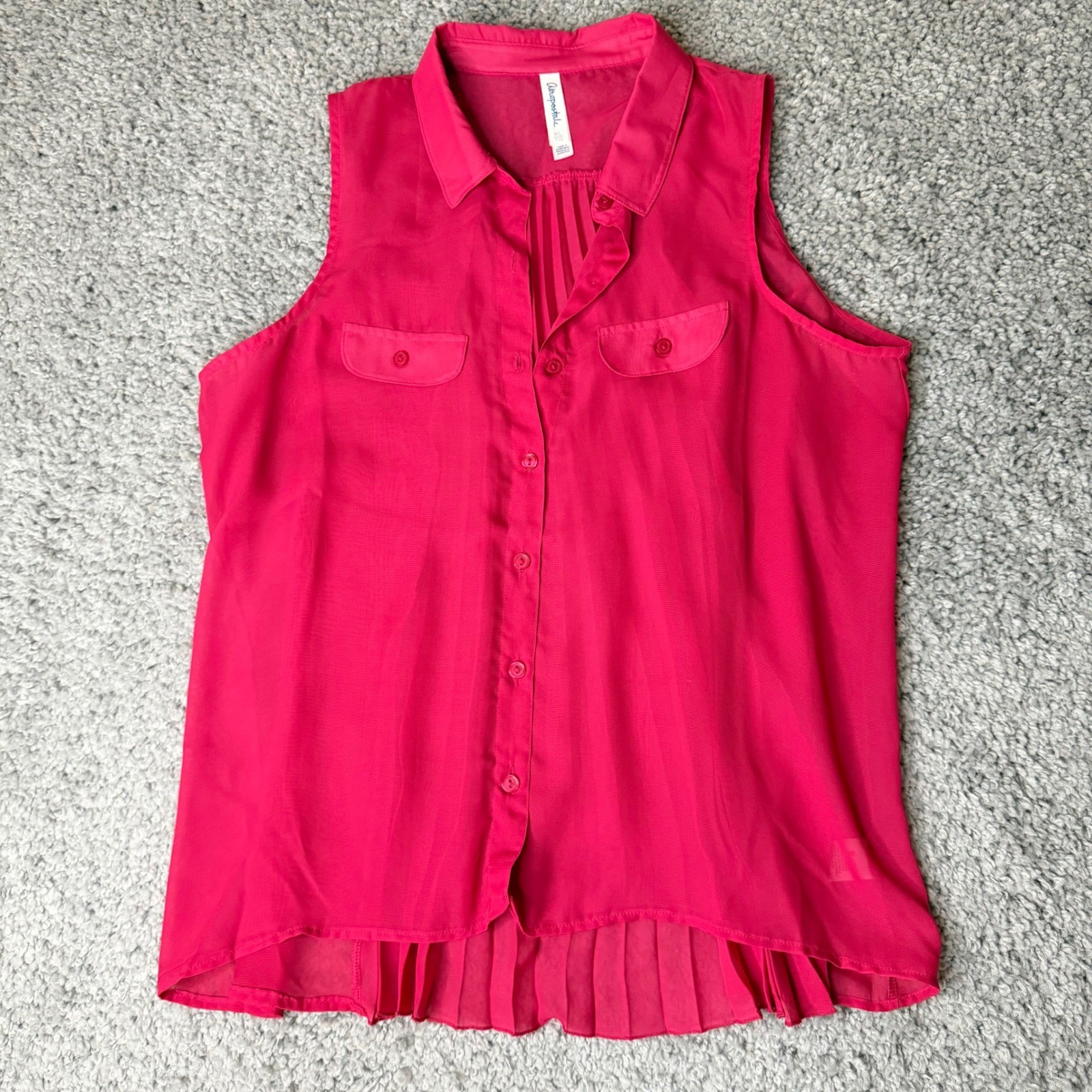 Aeropostale Womens Hot Pink Sleeveless Pleated Back Chiffon Blouse XL RN121726