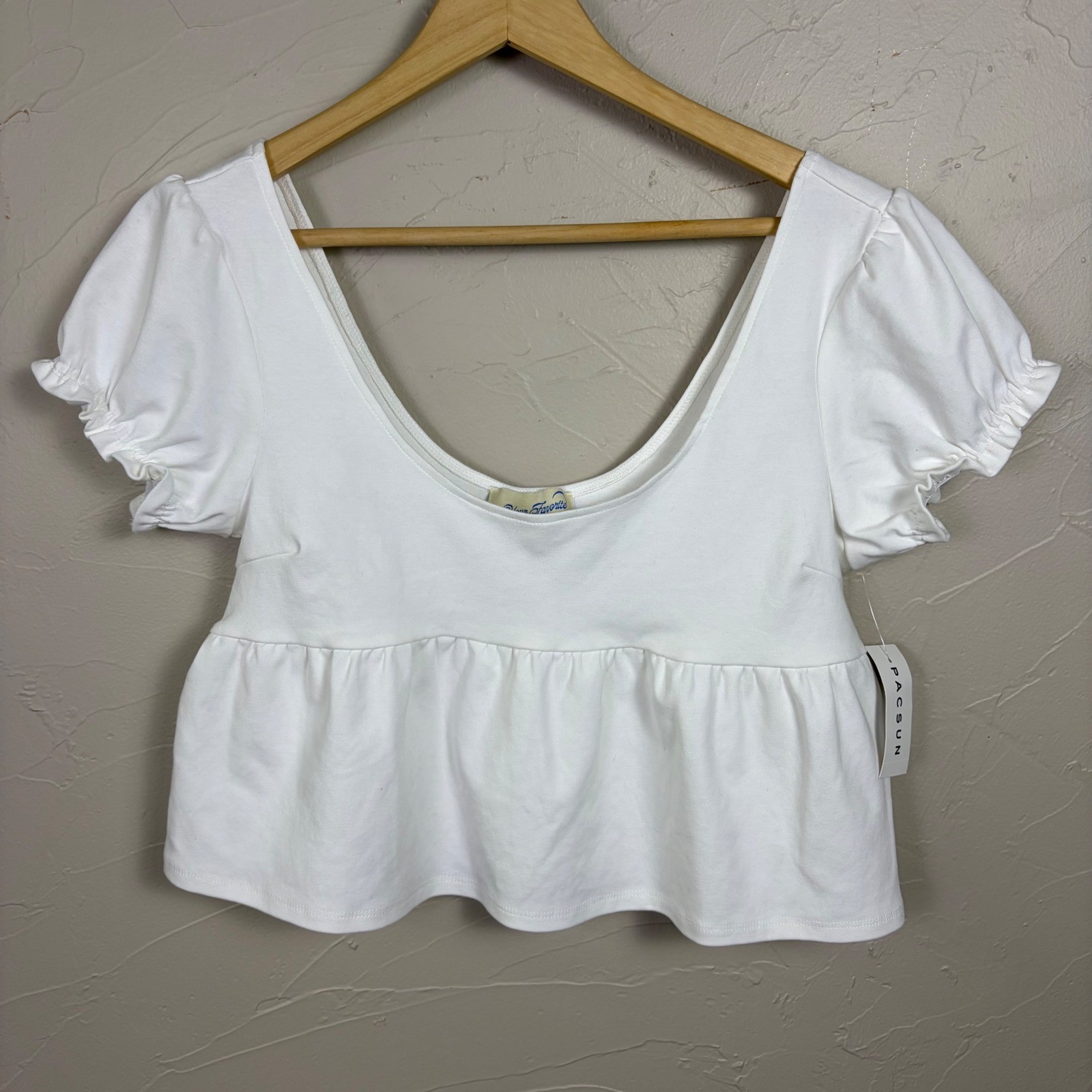 NWT PacSun Ruffle Crop Top Size M Babydoll Scoop Neck Feminine Coquette Girl