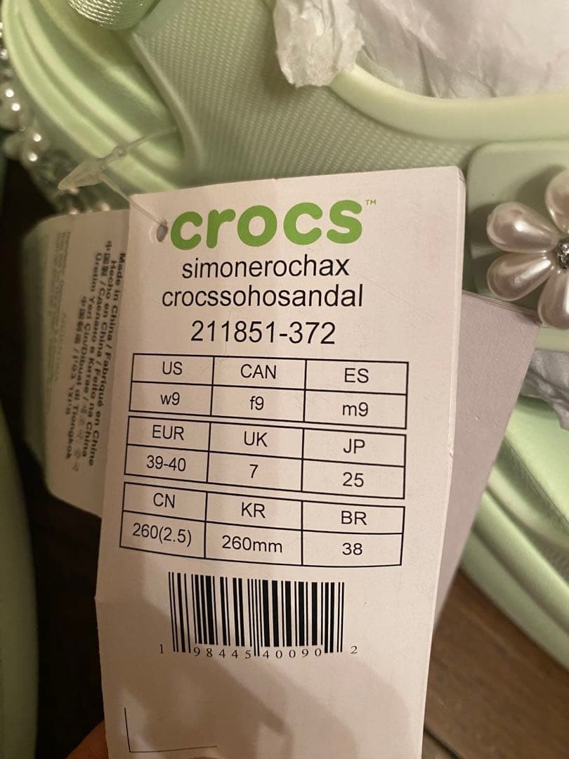 Crocs Simone Rocha Green Pearl Flower Sandals Size varies