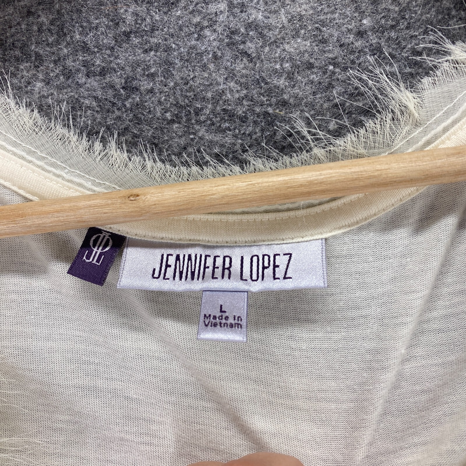 Jennifer Lopez Tank Women L Beige Sleeveless Wide Strap Round Neck Casual