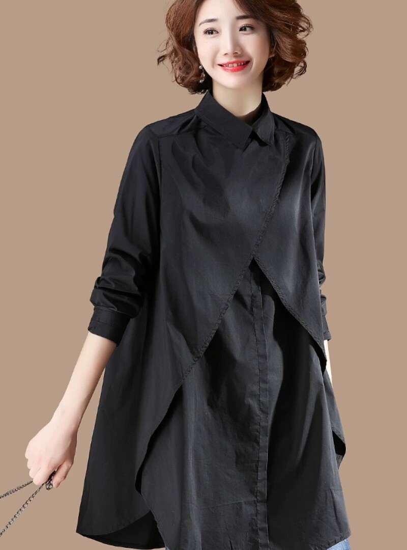 Women’s casual oversized shirt long sleeved loose top Jacket