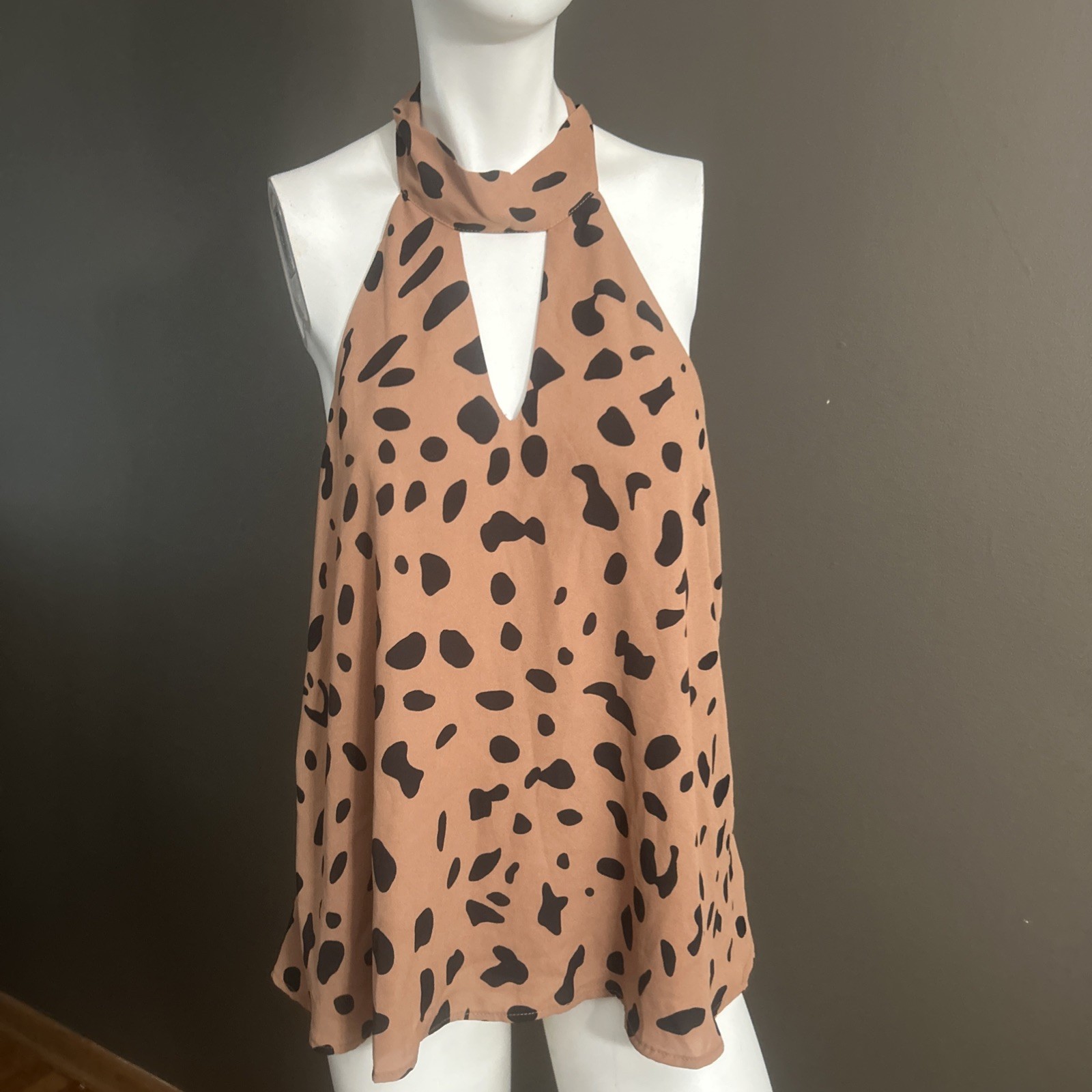 S.H.E. Sassy Hip Empowered, Animal Print Halter Top, Size Small, Lined, NWT