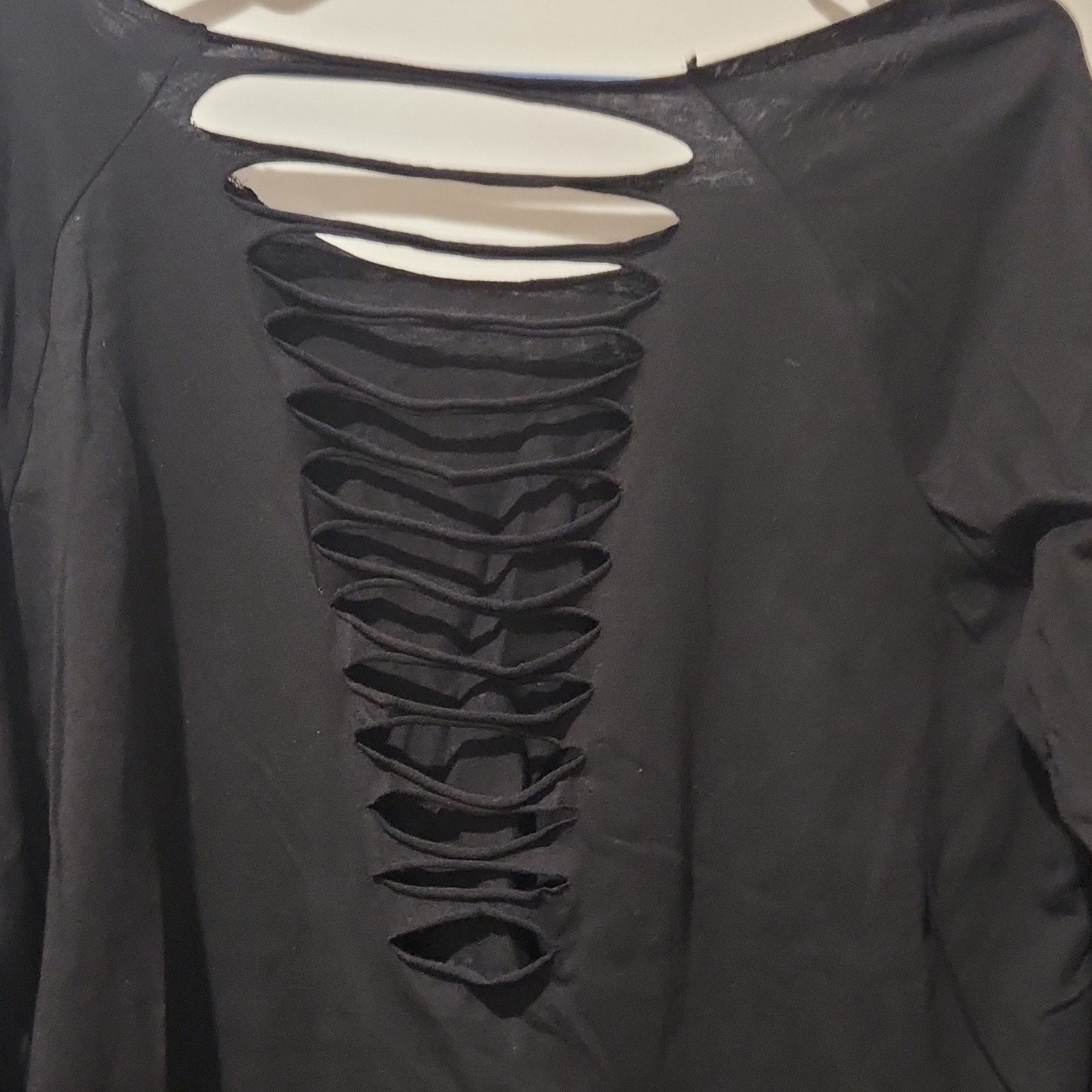 Hard Candy Black Pink Graphic Print Slashed Back Long Sleeve Top Women’s XXL