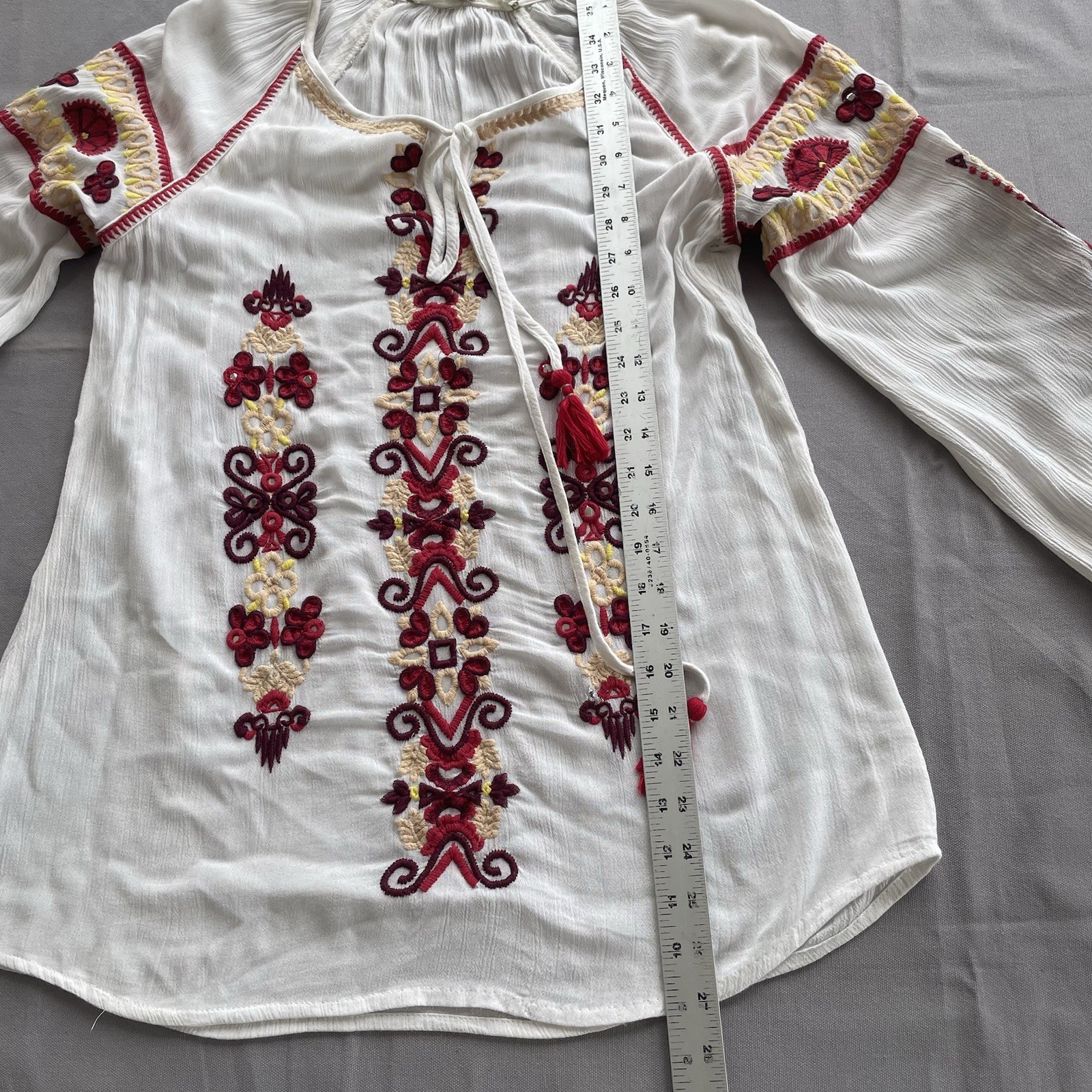 Chelsea & Violet Boho Peasant Blouse XS Romantic Sleeve Ukraine Folk Style GUC