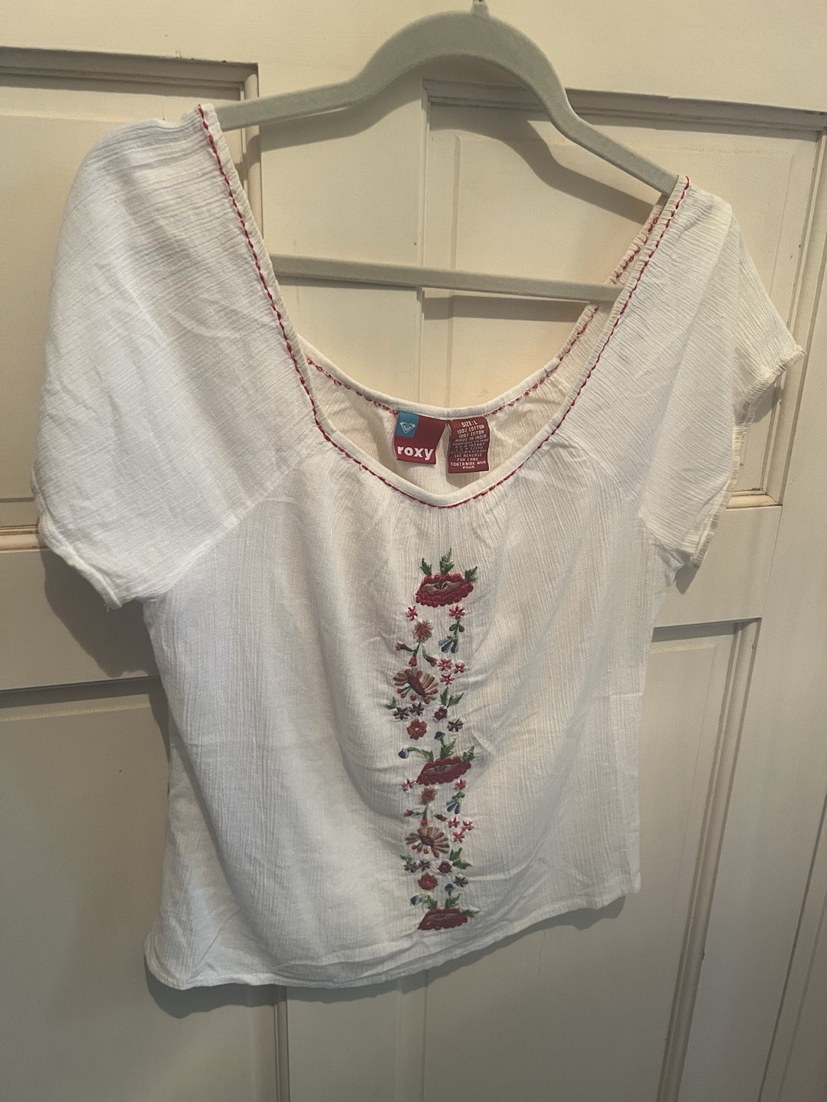 Roxy Quiksilver Vintage Embroidery Blouse Size Large