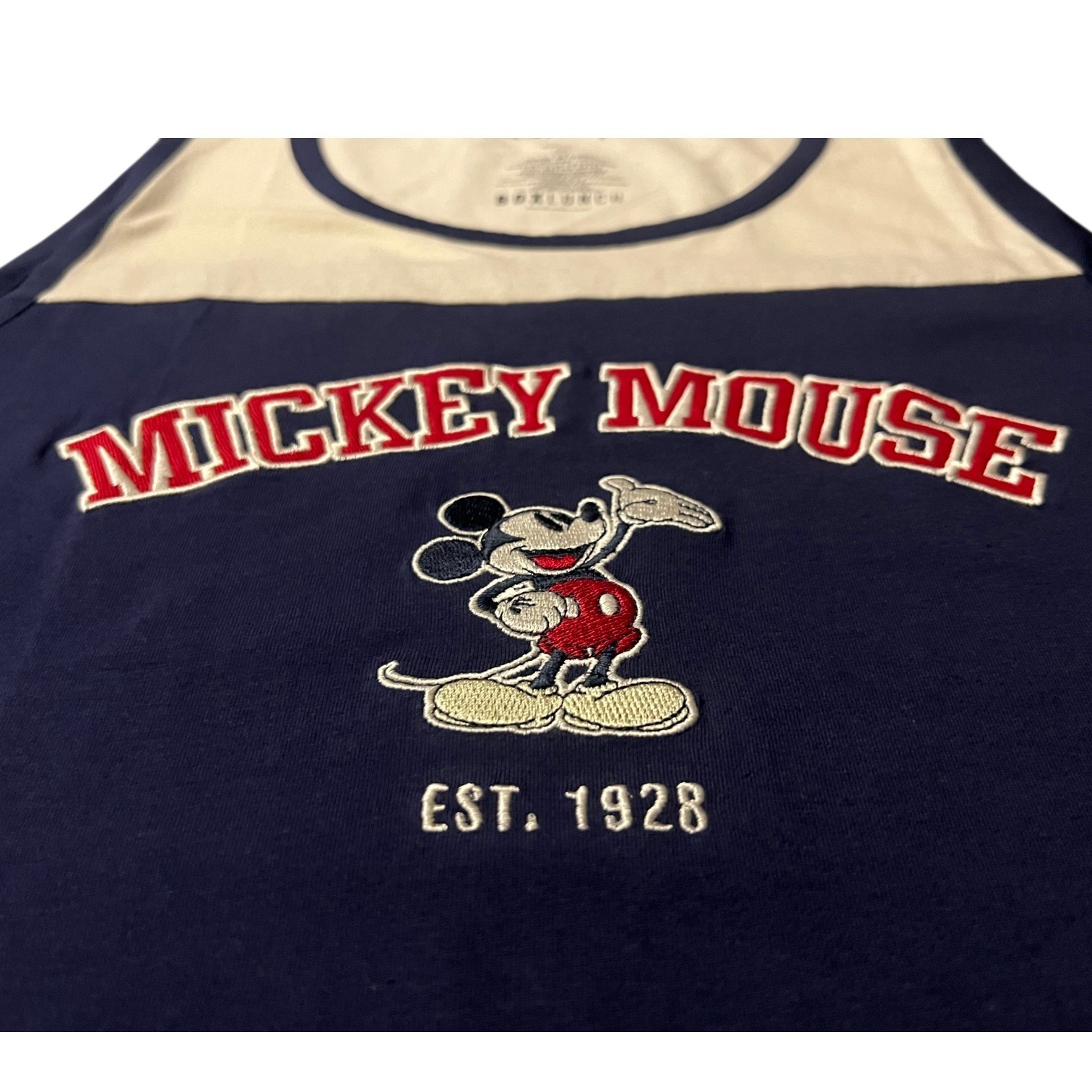 Disney Mickey Mouse Est 1928 Navy And Cream Panel Sleeveless Tank Size Large