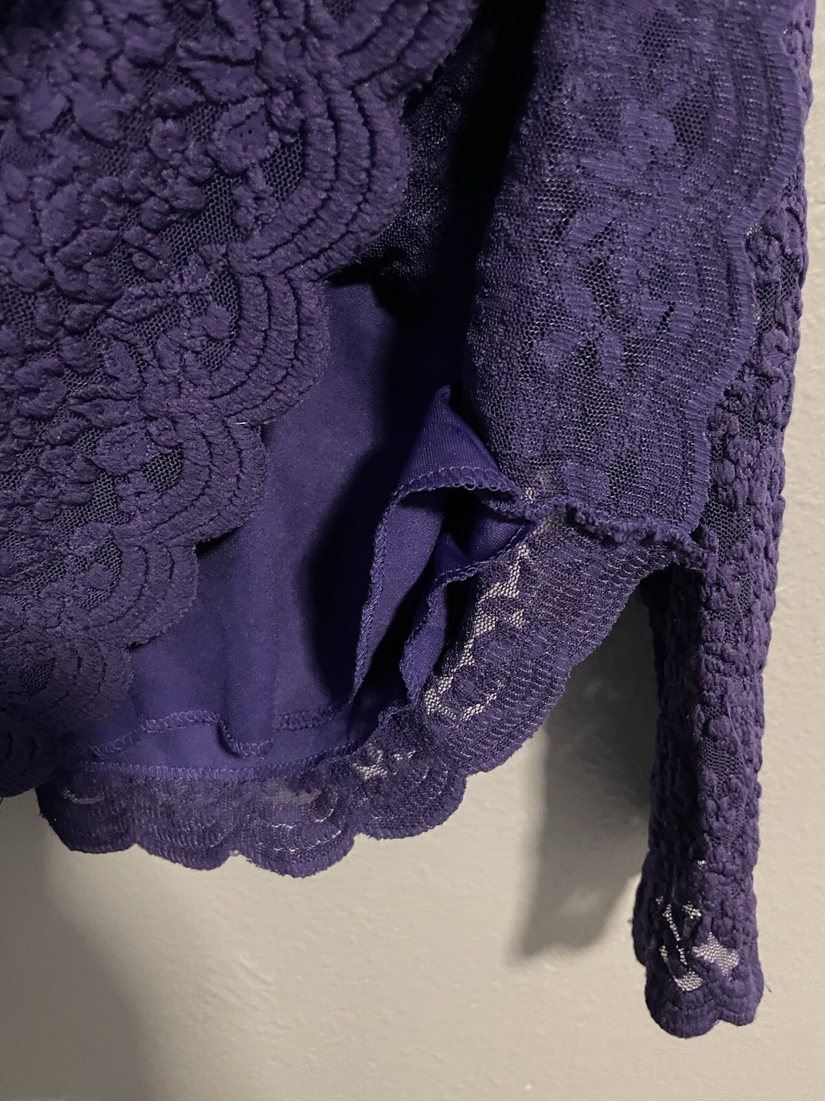 Coldwater Creek Womens Top Large Purple Floral Lace Victorian Romantic Fairy