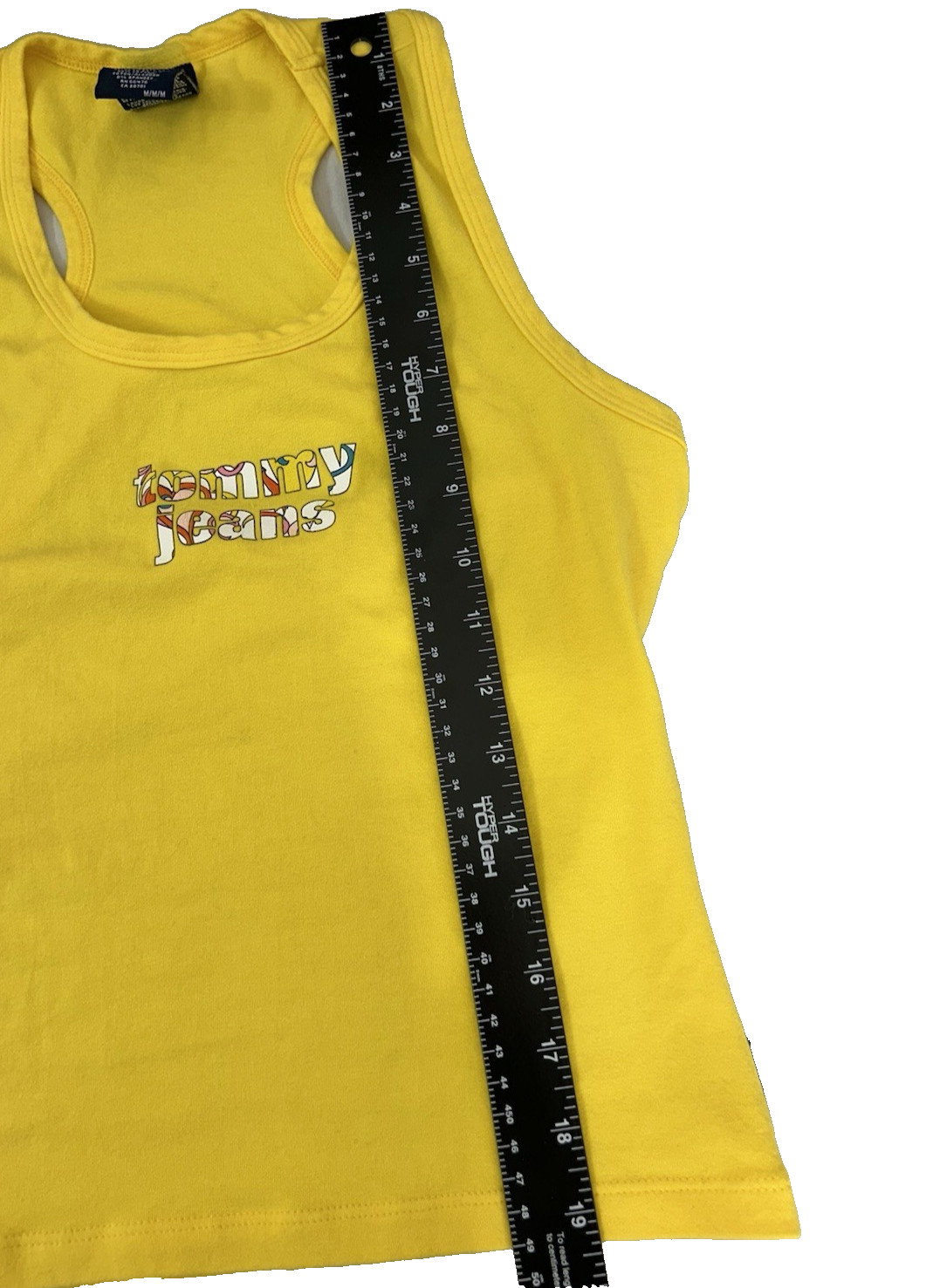 Vintage Tommy Jeans Emo Dopamine Yellow Tank with Crossover Back Sz M