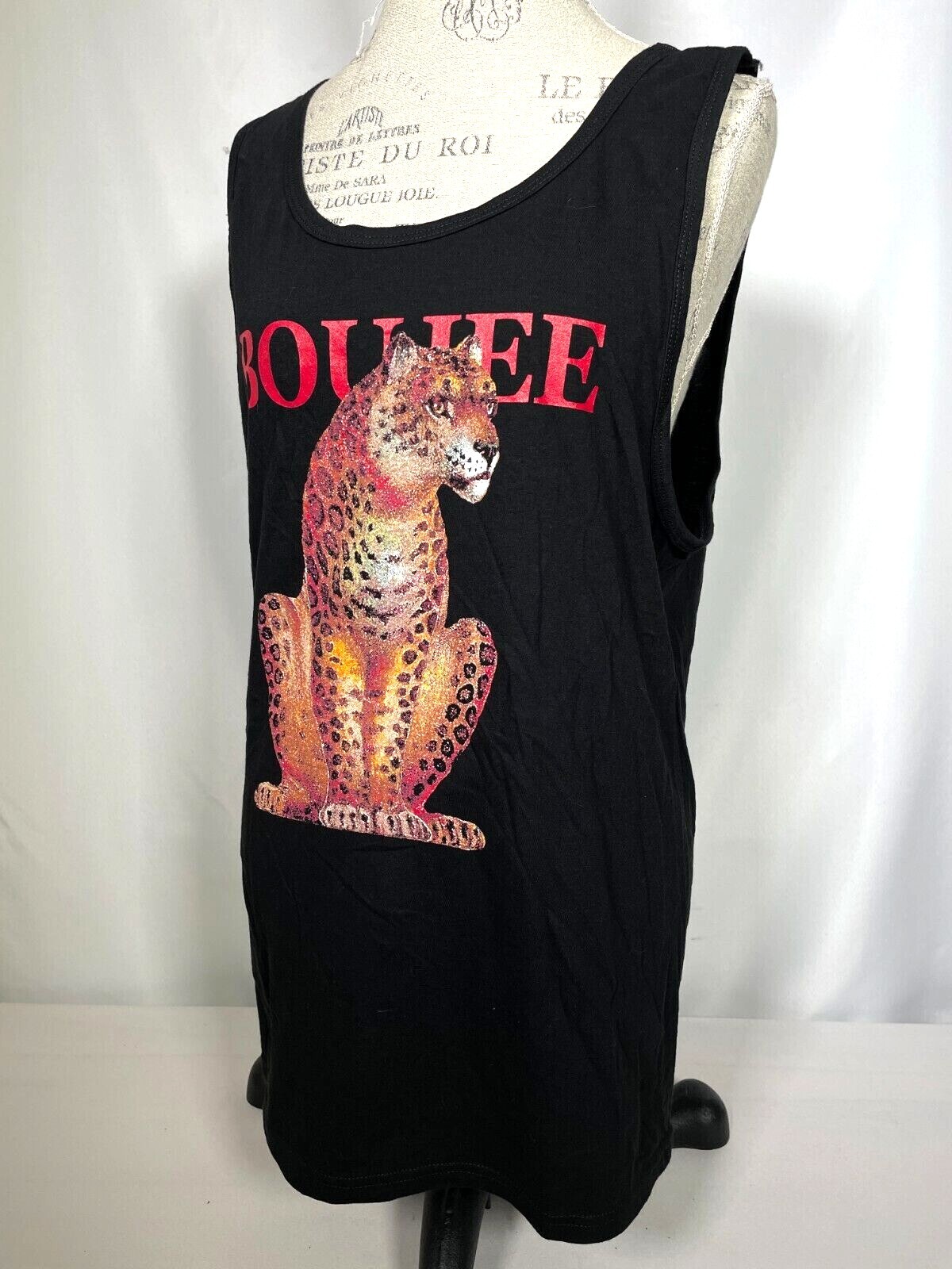 Fashion Nova Black Boujee Cheetah Women’s Scalloped Tank Top Shirt NEW