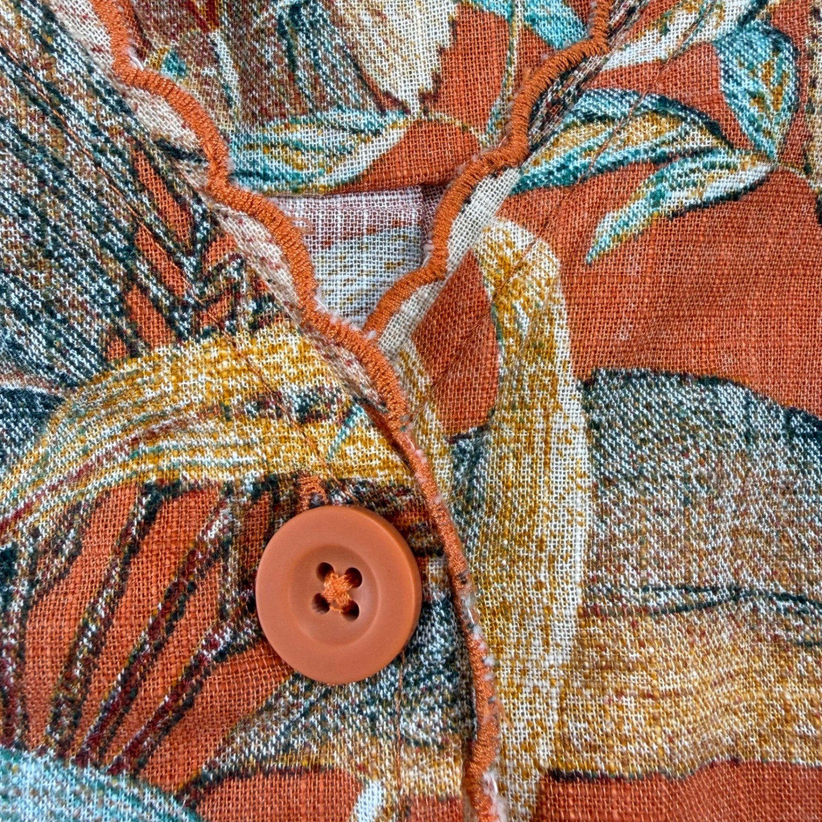ANA A New Approach Womens Large Orange Tropical 100% Cotton Button Down Tank