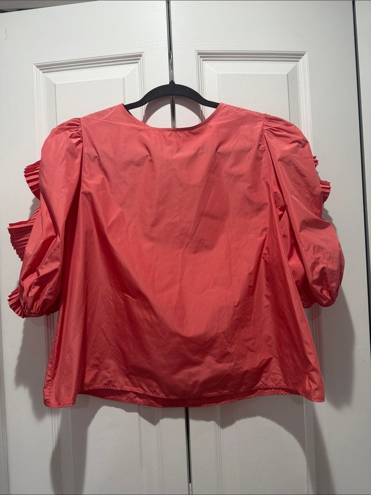 Zara Coquette Ruffle Women’s Coral Puff Sleeve Top Size Medium