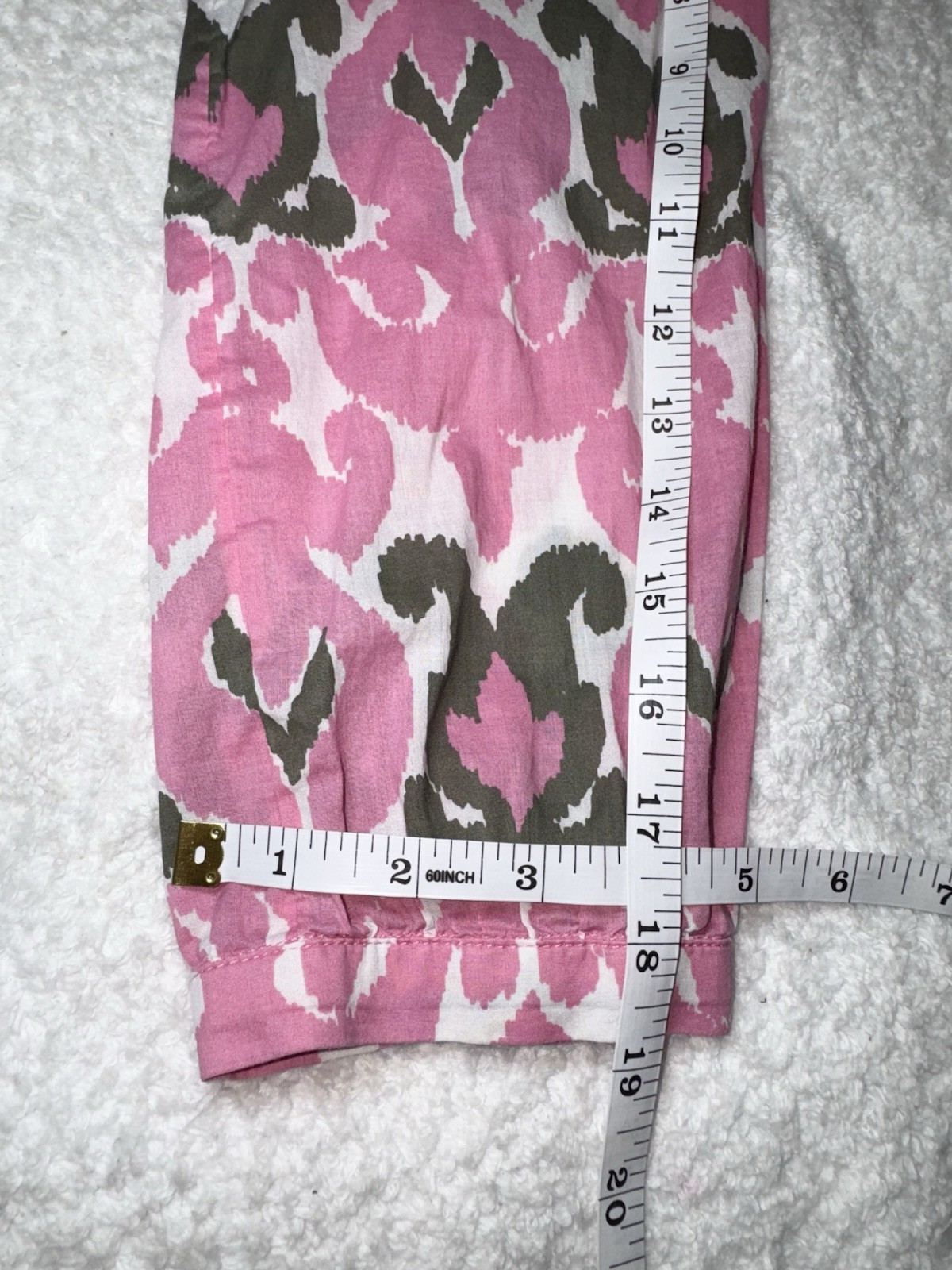 Talbots Popover Top Women’s MEDIUM Pink Ikat Print Beachy Vacation 100% Cotton