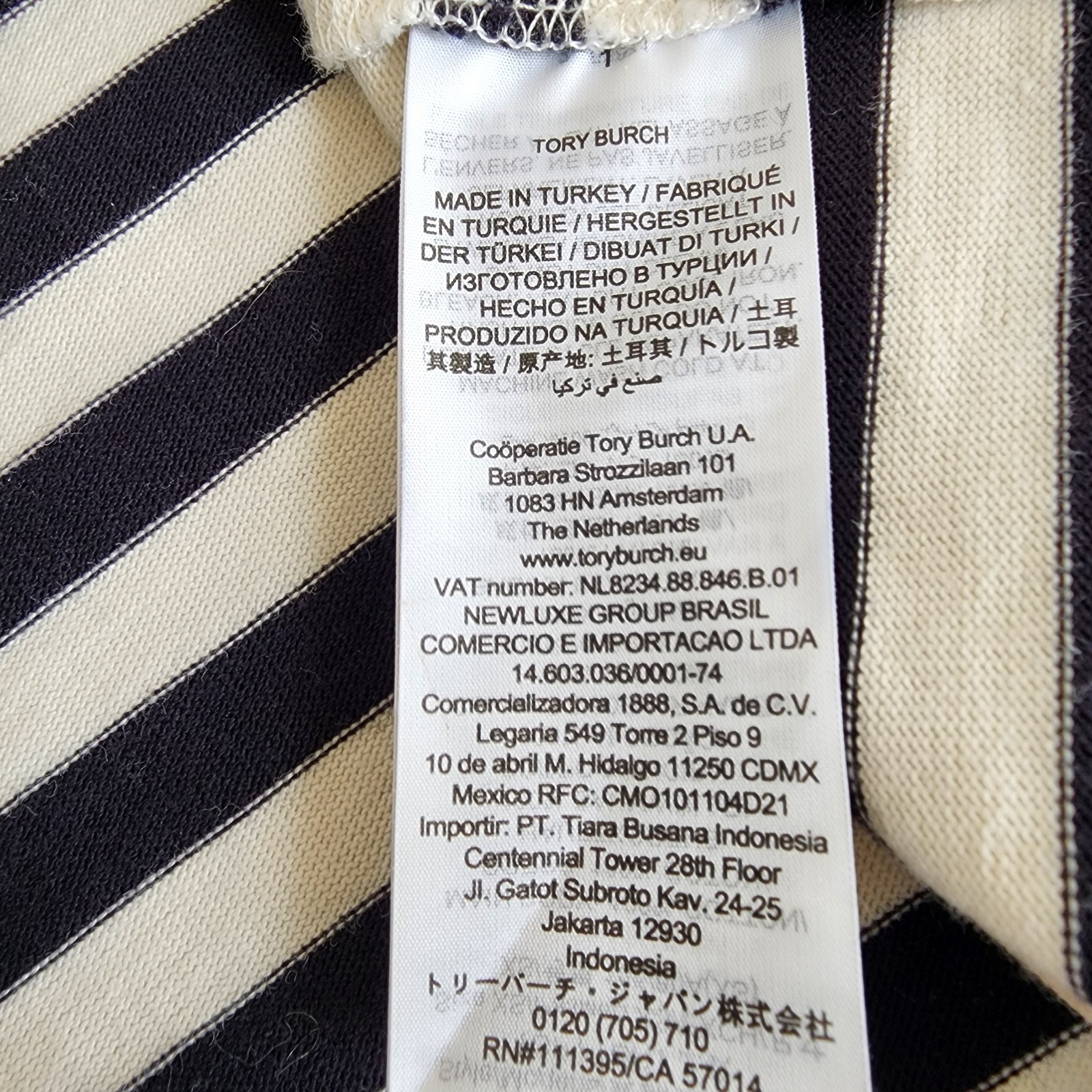 Tory Burch Timeless Striped T Shirt XS Old Money Designer Minimalist Classic