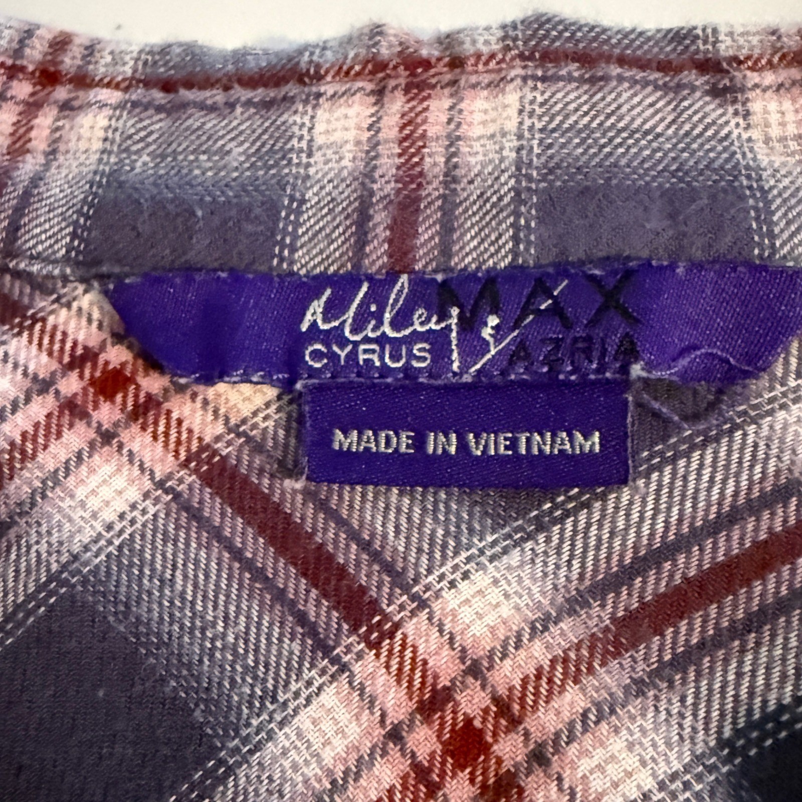 Rare 2009 Plaid Flannel Shirt Blue Burgundy Button Up Bella Swan Style Size