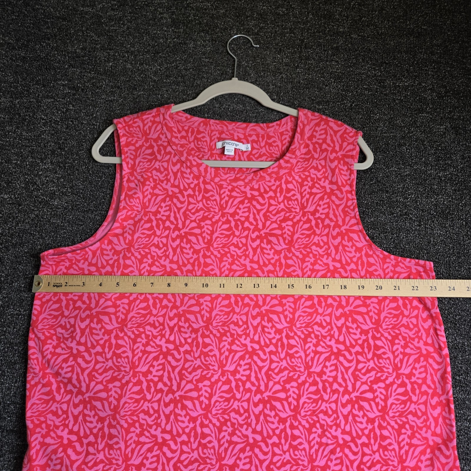 Chicos Top Womens XL Pink Floral Cotton Sleeveless Outdoor Colorful