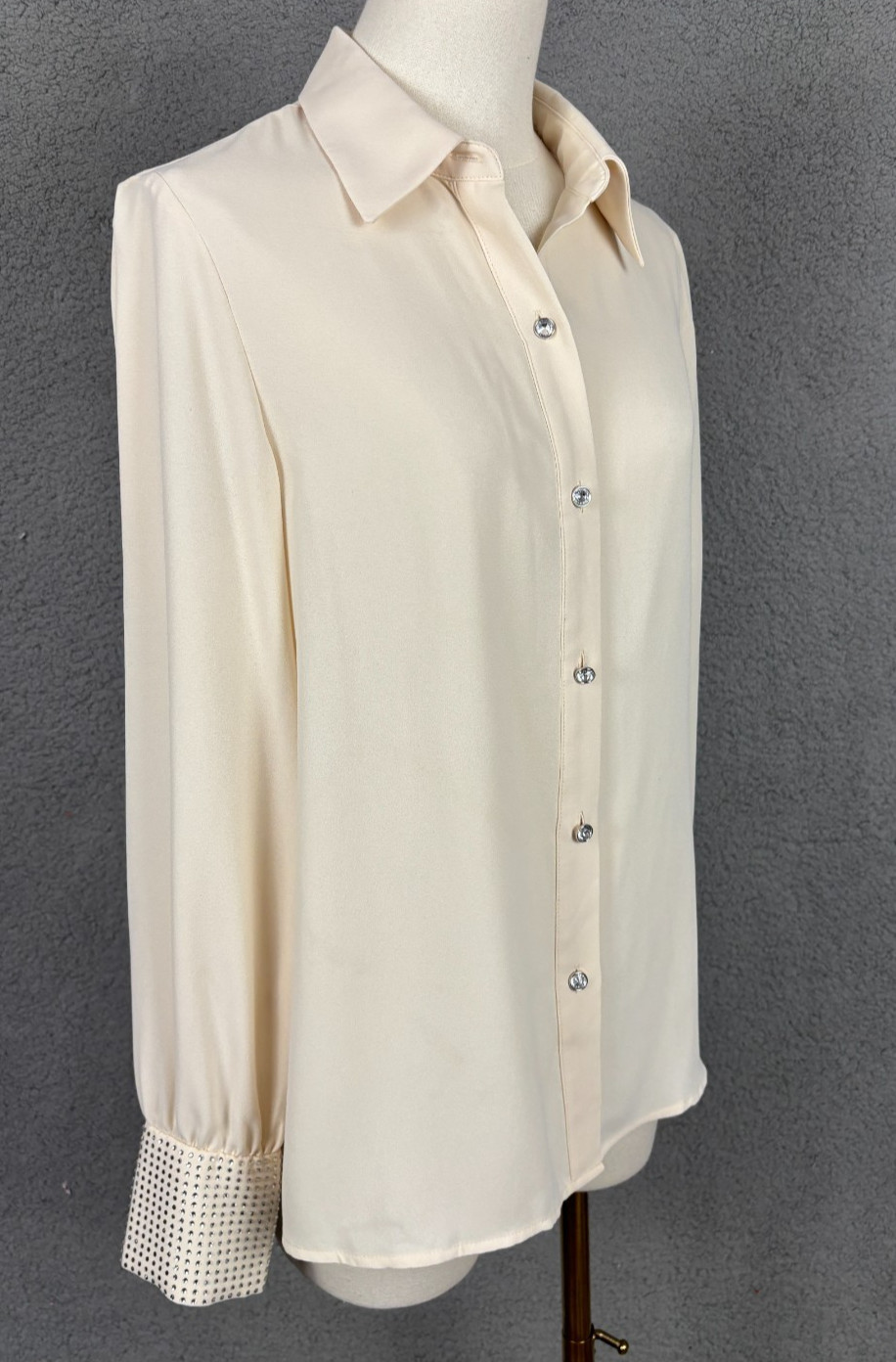 Bar III Women’s Rhinestone-Cuff Button-Front Shirt Light Tea Small NWT’s.