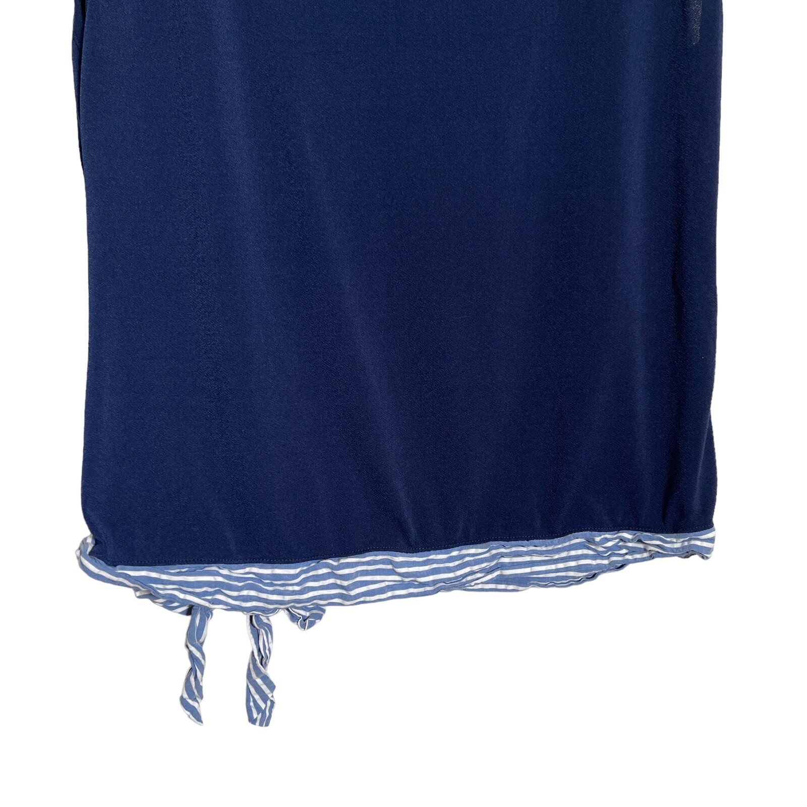 Elle Blouse Women’s Small Navy Cap Sleeve Tank Blue Round Neck Tie Casual Top
