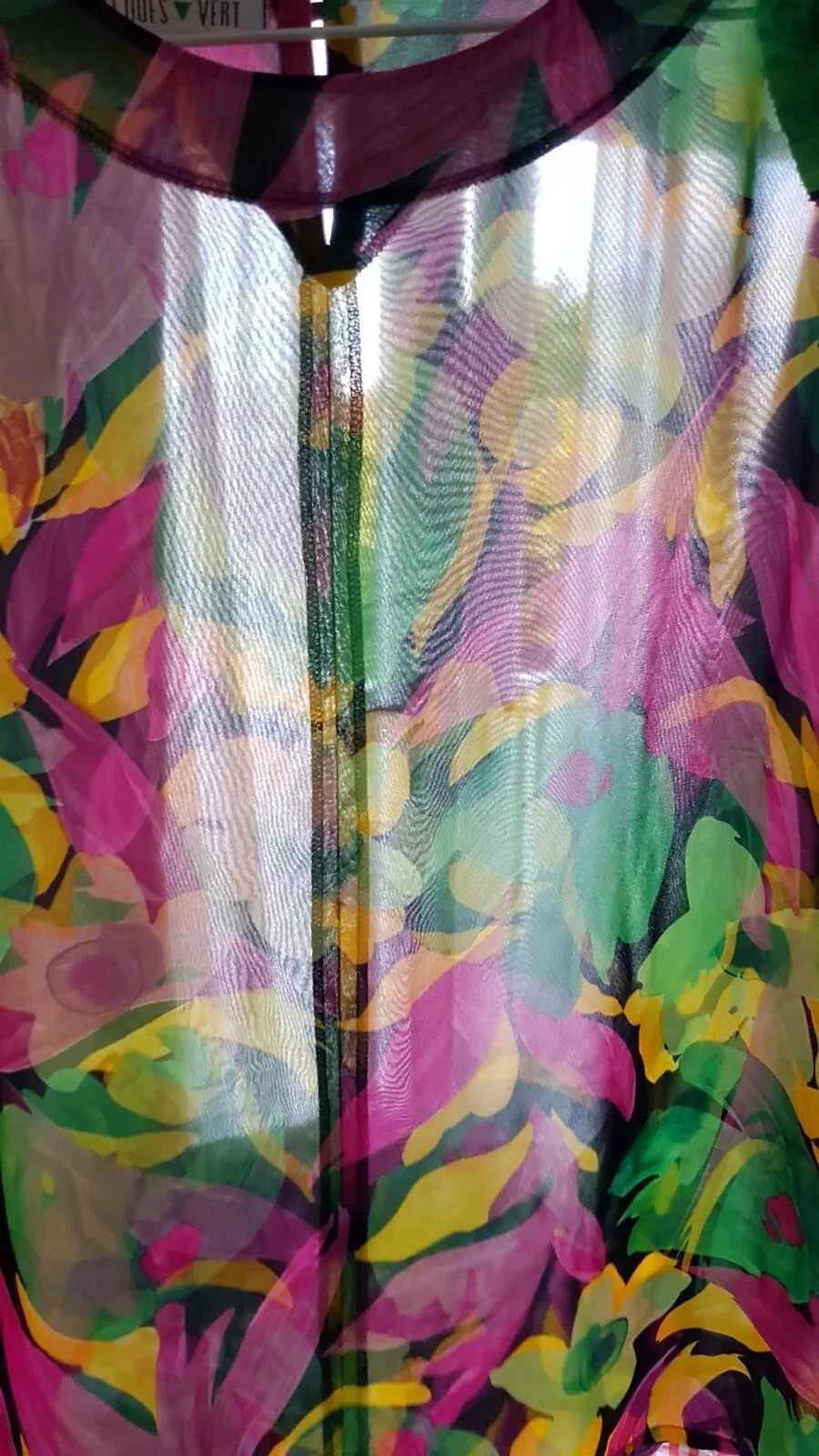 JACQUES VERT Short Sleeve Semi Sheer Floral Blouse Top Size UK 18 44″bust
