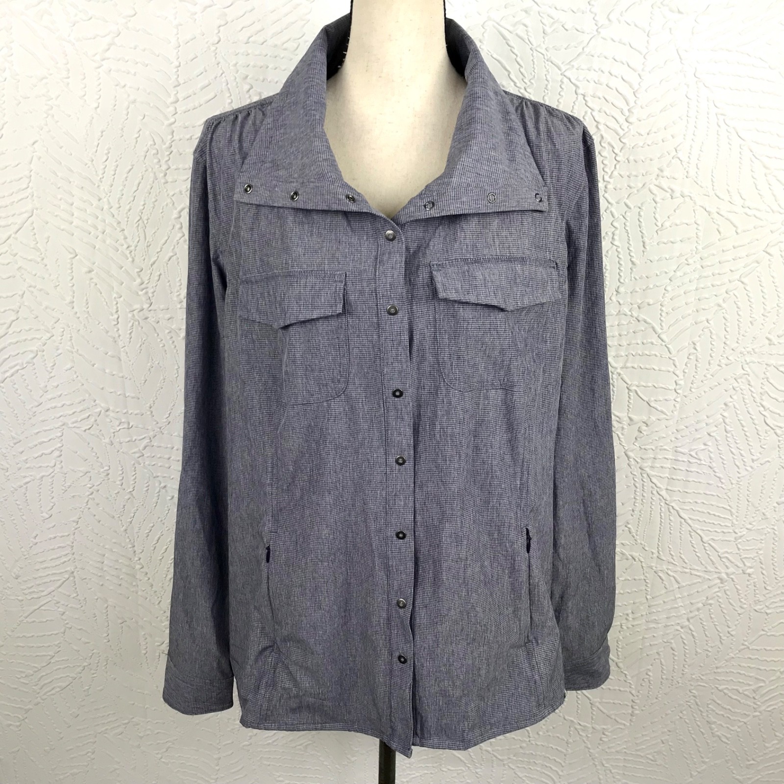 Duluth Trading Sol Survivor Shirt Jacket Womens XL Blue Sun Protection NWT