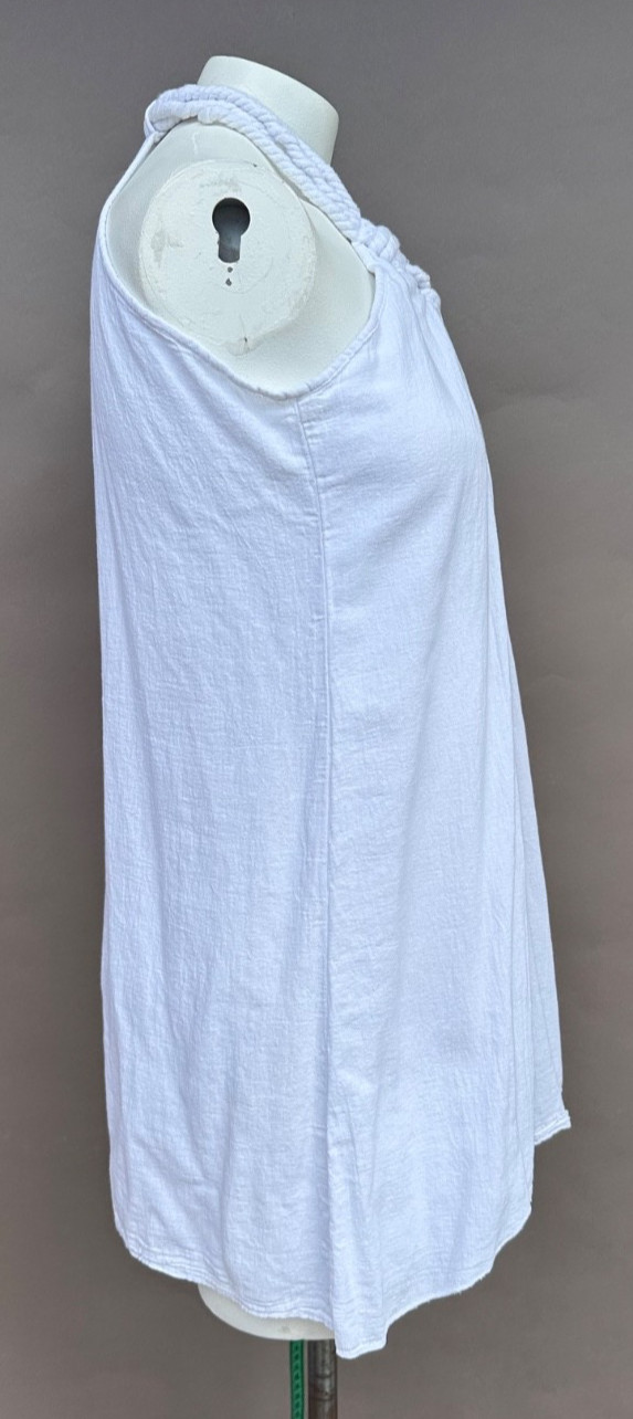 Giocam White Rope Halter Tunic Top Medium Peruvian Cotton Y2K Cottagecore Preppy