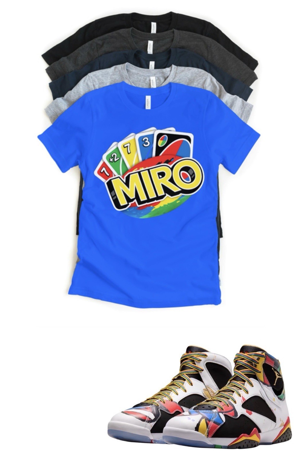 Custom Printed Shirt to Match Jordan 7 Retro Miro Wild Custom Sneaker Tee