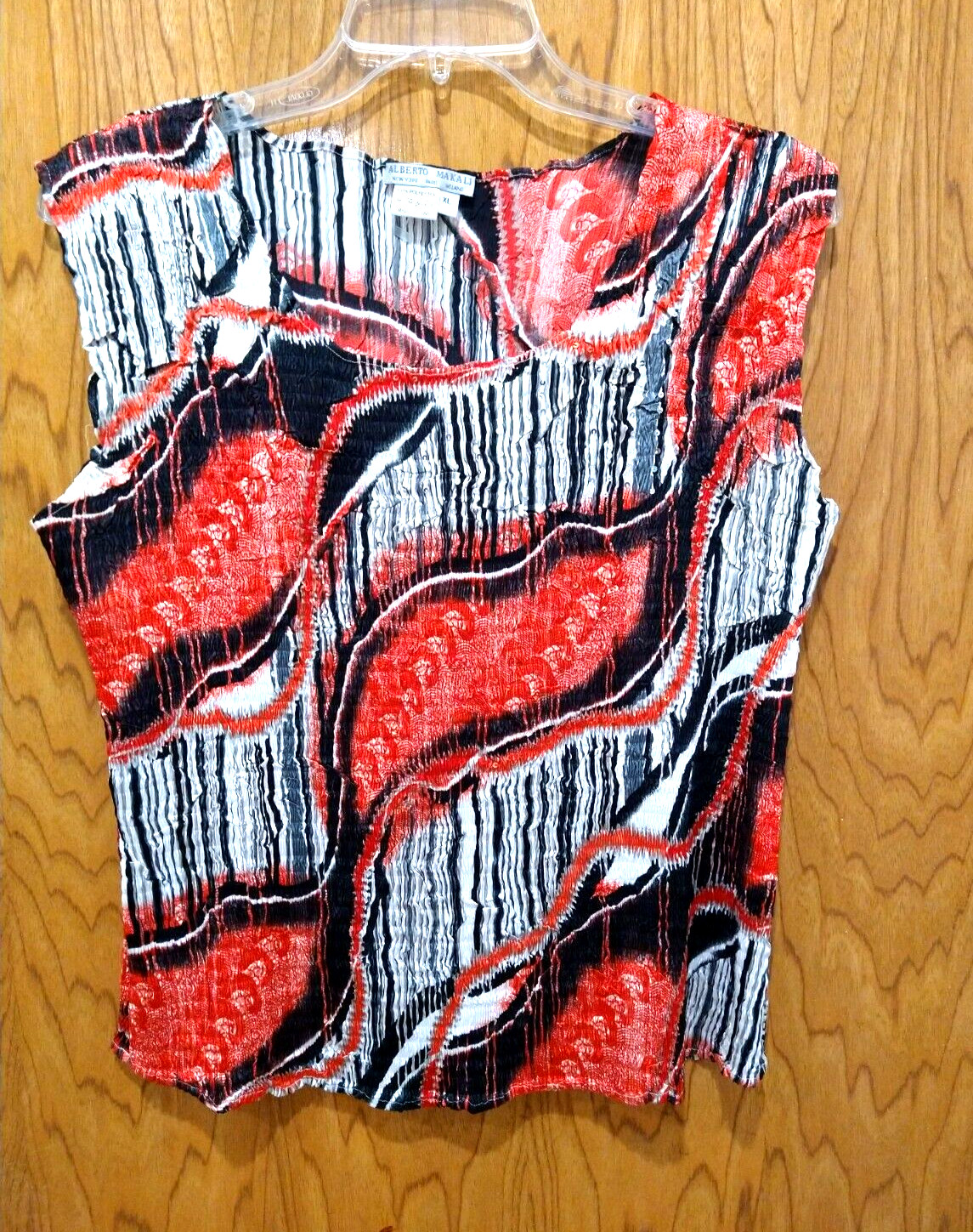 NwoT* Alberto Makali blouse *XL Scoop neck Sleeveless Crinkle Polyester Sequins