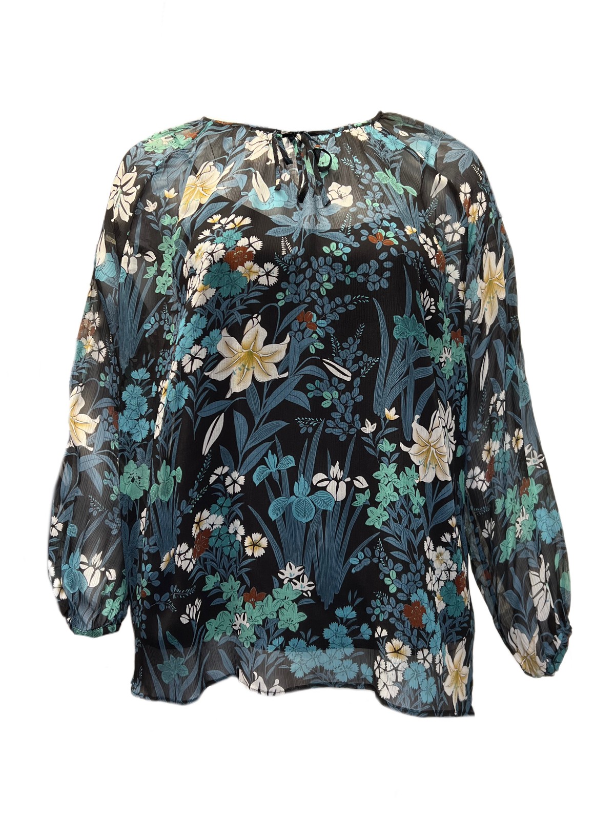 Marina Rinaldi Women’s Black Betulla Floral Print Blouse NWT