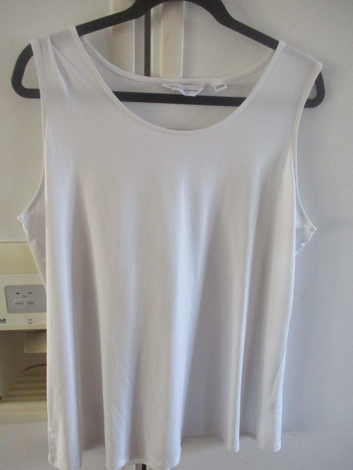 Susan Graver Liquid Knit Classic Tank Top Sleeveless Travel Office White Size XL