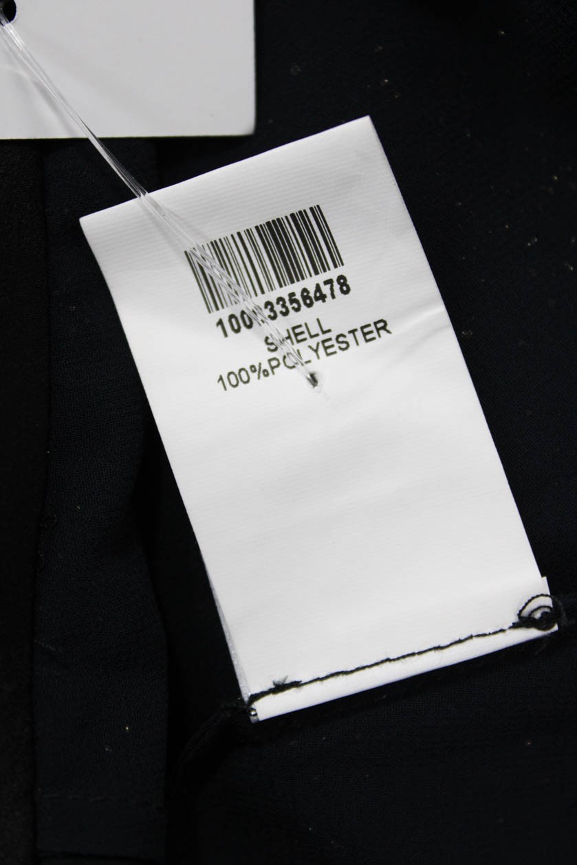 Ports Womens High Neck Tie Blouse Black Long Sleeve Polyester Size 4