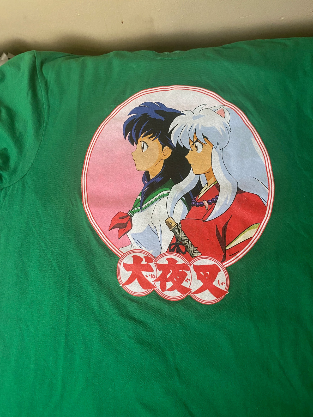 Inuyasha And Kagome ANIME Green Graphic T-Shirt SZ M-NWT