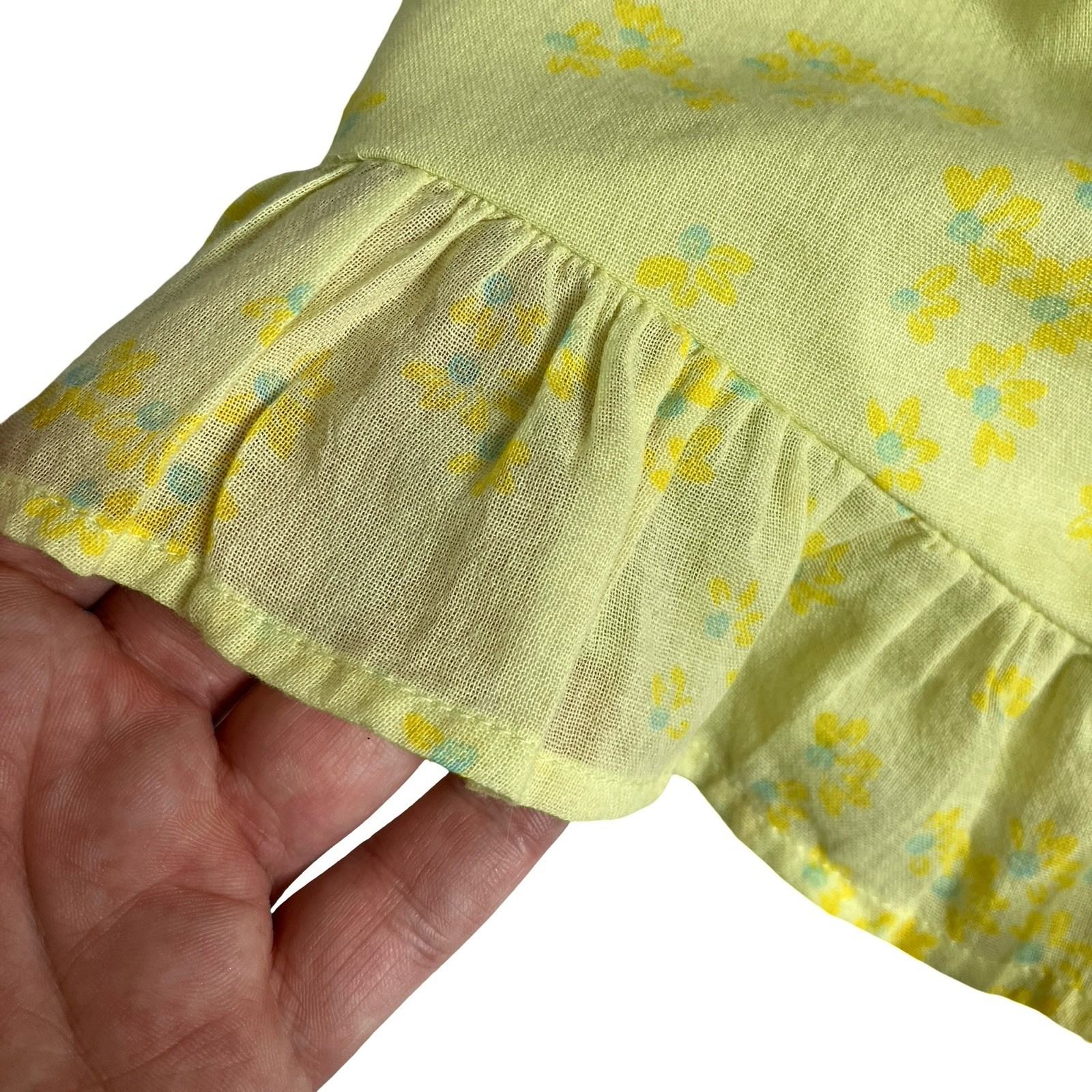 Abound Top Womens M Yellow Floral Ruched Crop Milkmaid Cottagecore Smocked Back
