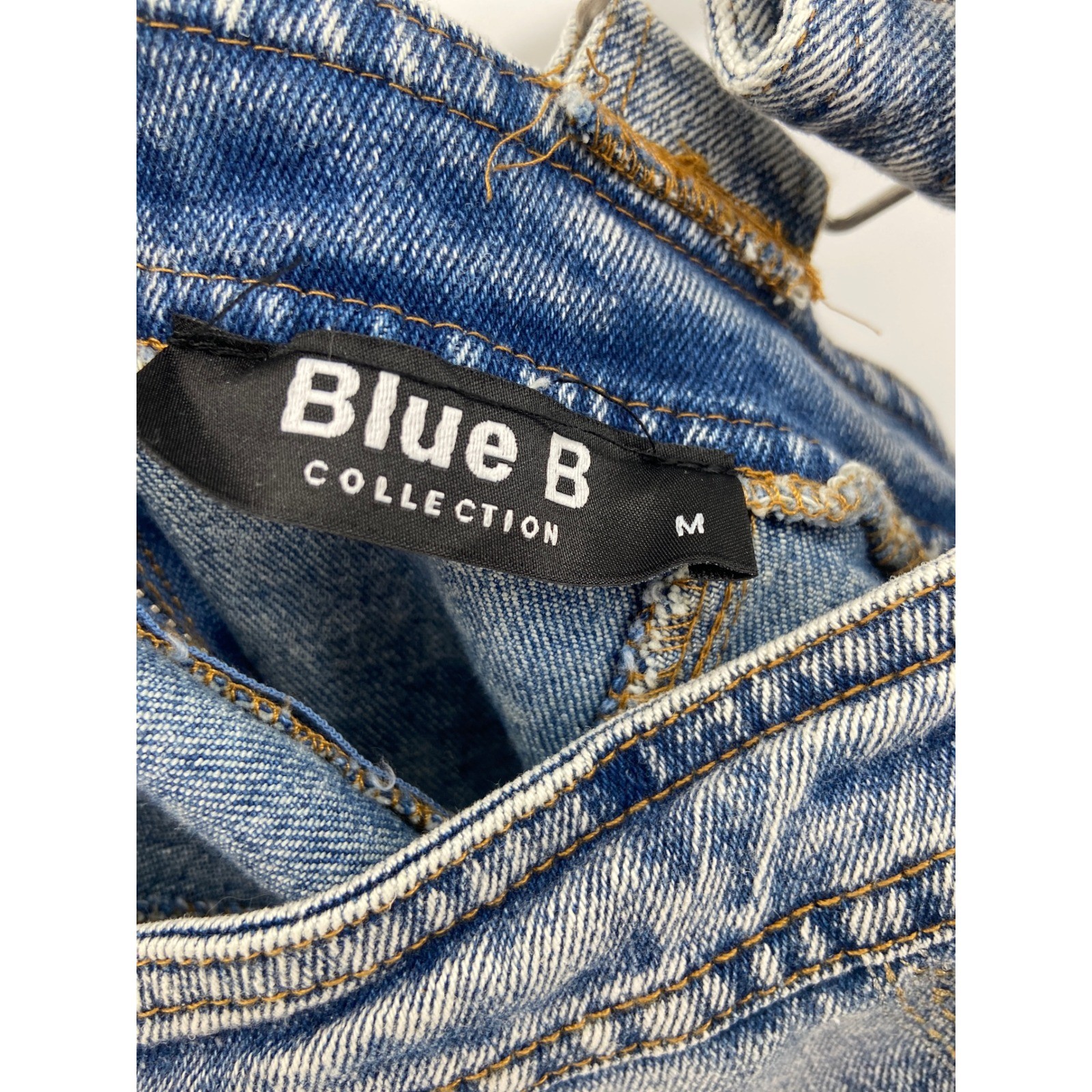 Blue B Collection Denim Corset Top Western Buckle Strap Acid Wash Blue Medium