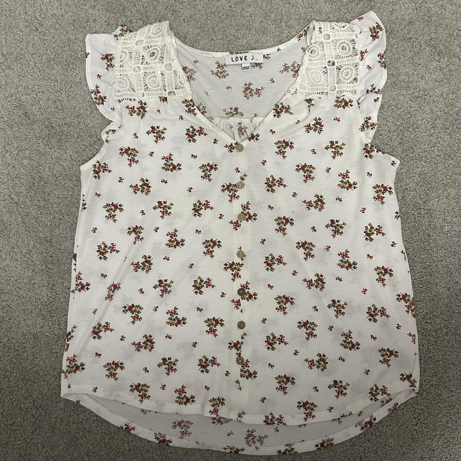Love J Women’s size L Floral Lace Shoulder Sleeveless Blouse