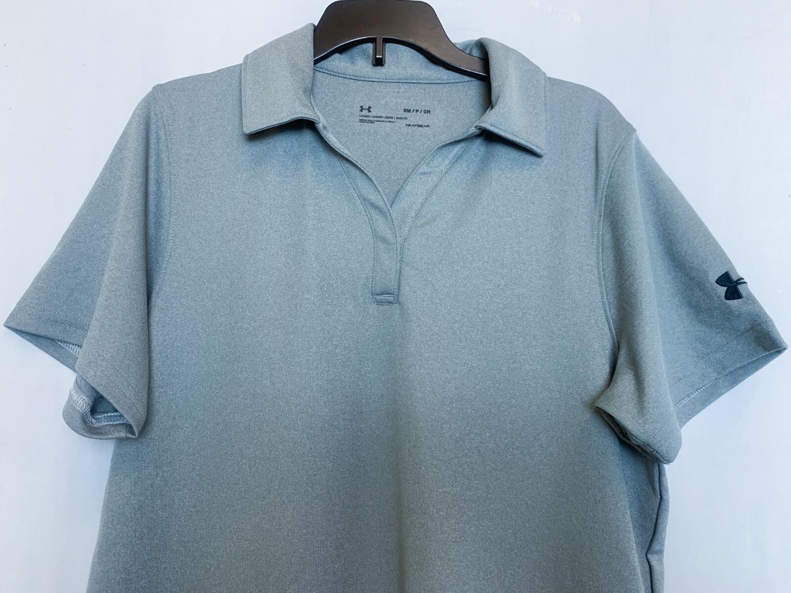 Under Armour Top Womens Extra Small Medium Gray DriFit Golf Polo HeatGear
