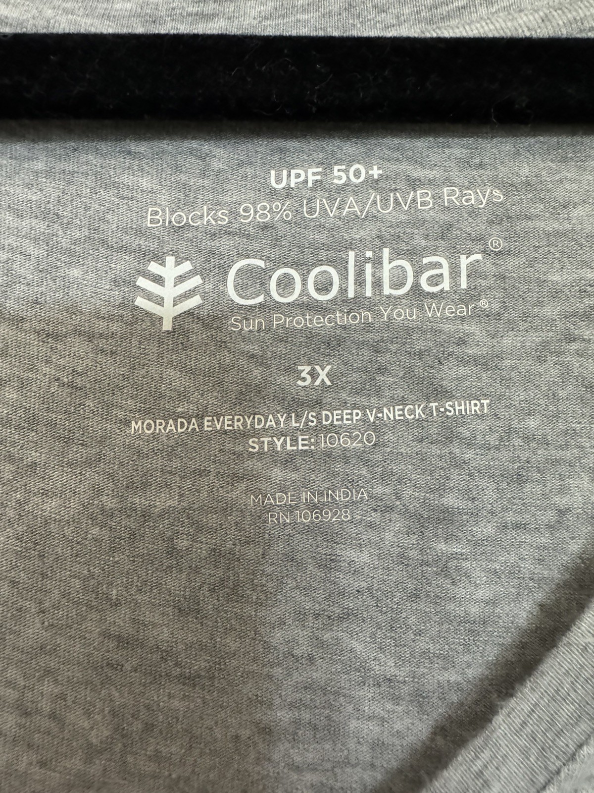 Coolibar Morada Womens 3xl Light grey Heather 50+ UPF Long Sleeve V-Neck Shirt