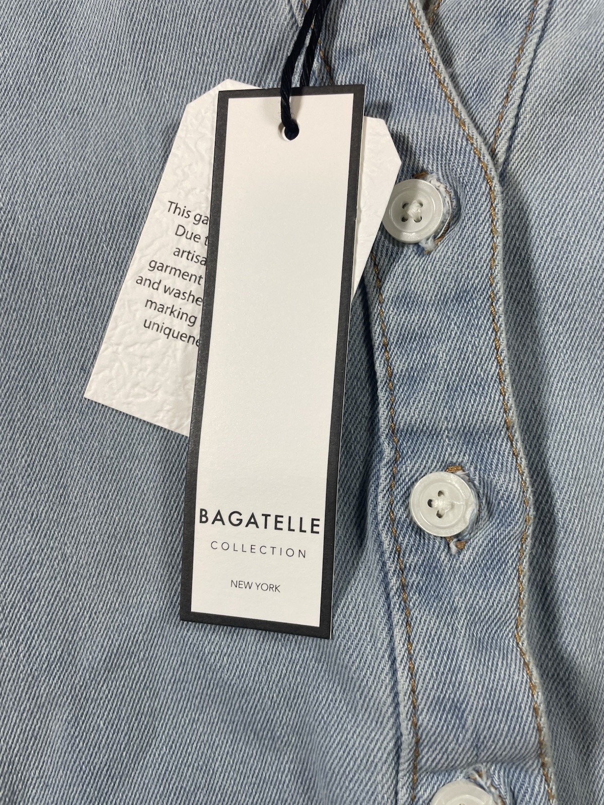light-wash denim top with Puff Sleeves by Bagatelle Collection S