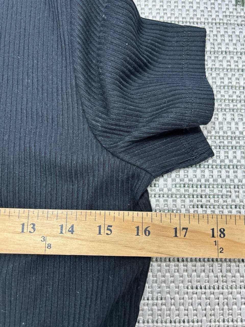 Massimo Dutti Shirt Womens Medium Black Ribbed Knit Blouse *