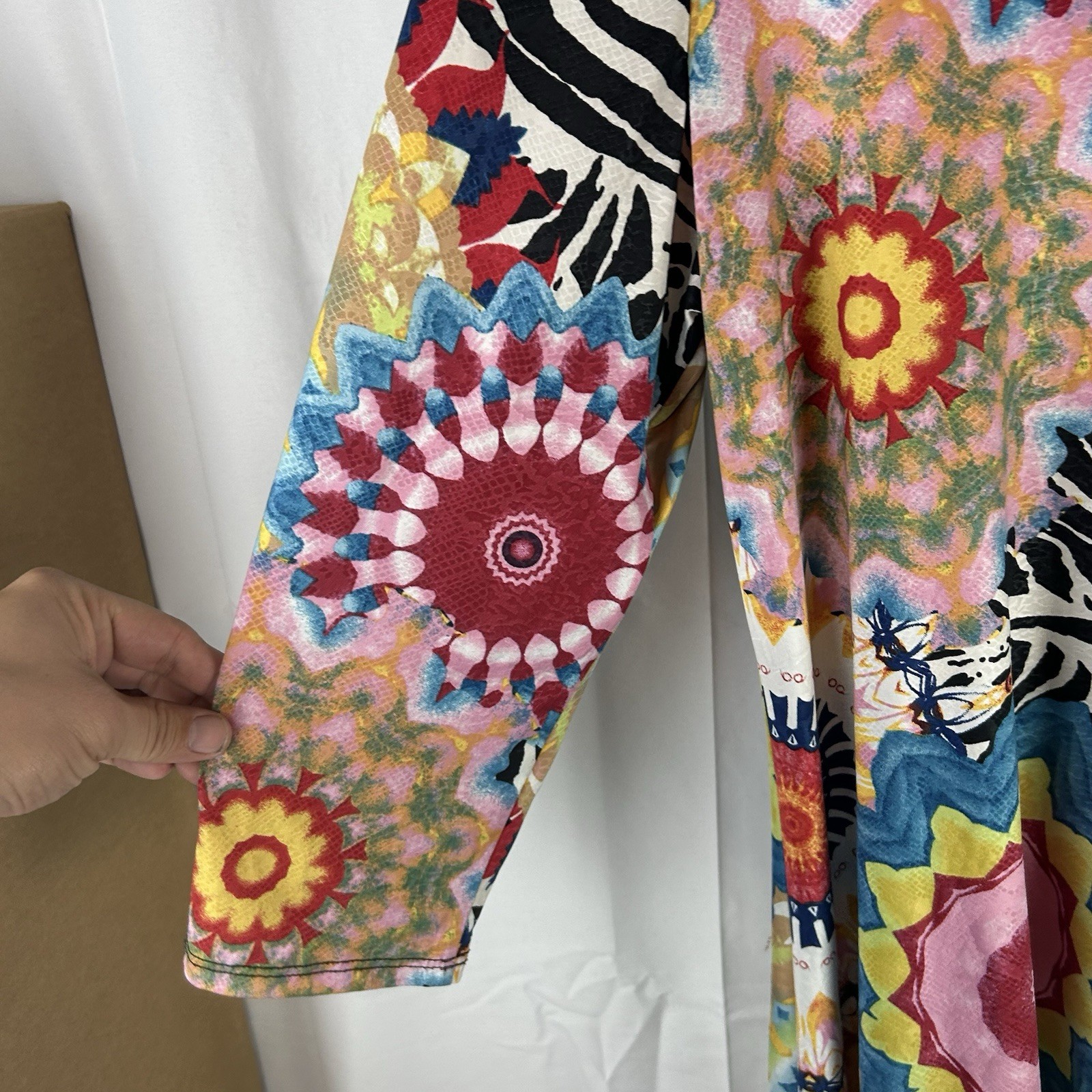 From the Heart Women’s XL Asymmetrical Hem Tunic Mandela Zebra Print