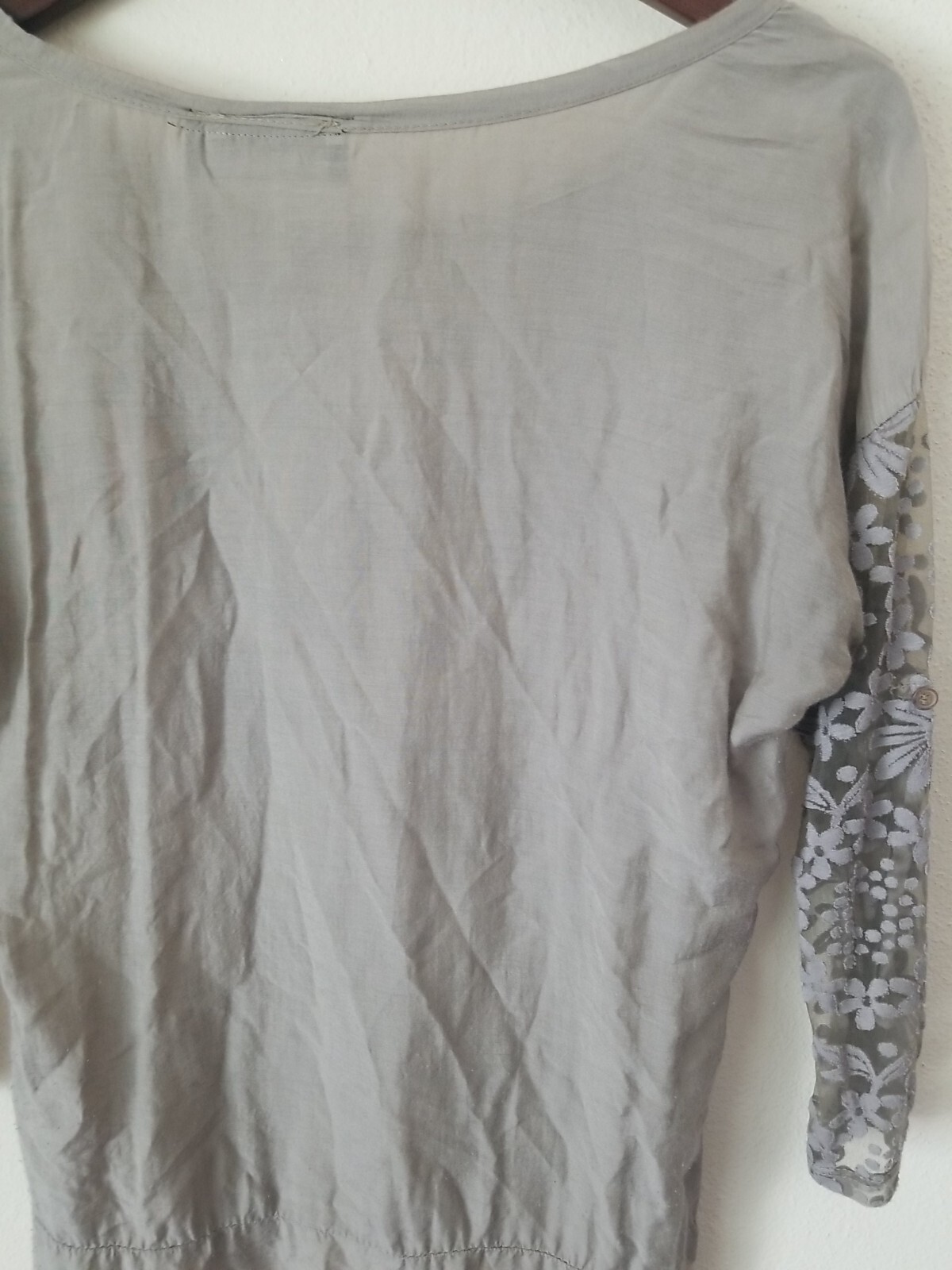 TALK OF THE WALK Atlantic City NJ Floral Embroider Sheer Taupe Blouse Size S