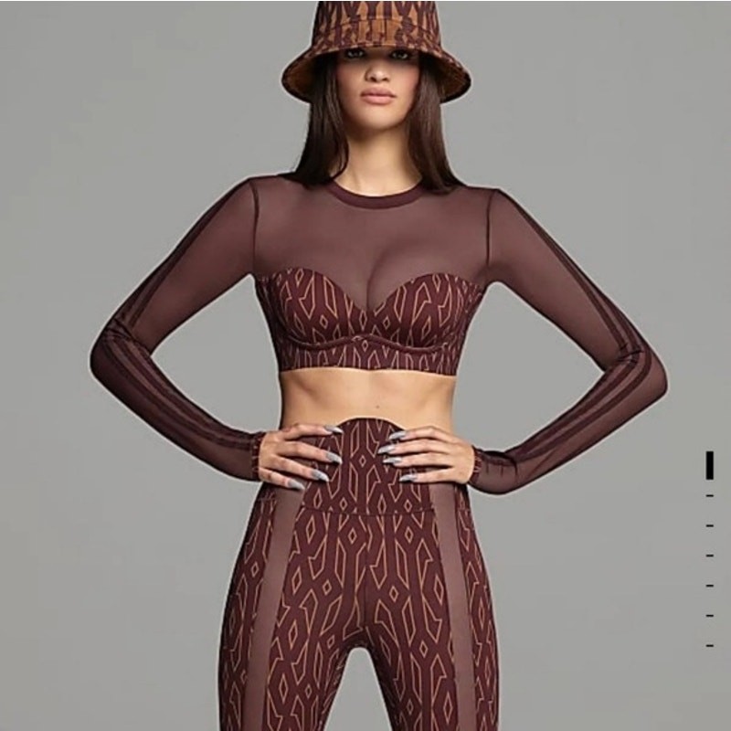 New IVY Park Beyoncé x Adidas XS Monogram Crop Top NWT Sheer Activewear Bustier