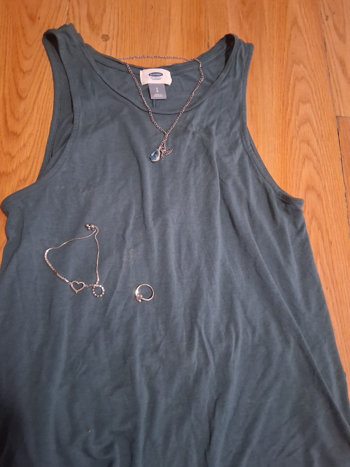 Old Navy Womens Green Solid Tank Top S Round Neck Sleeveless Pullover Regular
