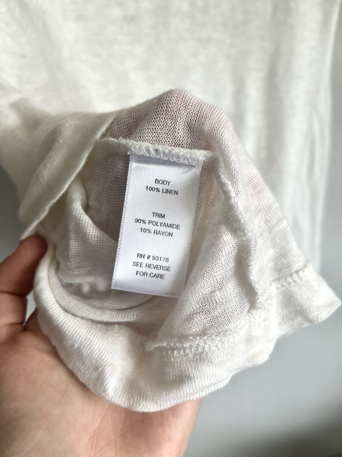 Context Women’s White Linen Lace Sleeve Scoop Neck Short Sleeve T-Shirt Sz M