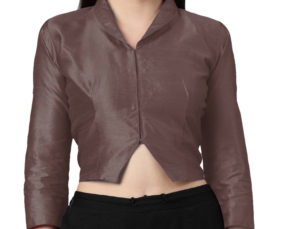 Dupion Silk Blouse Handmade Collar Neck Blouse Three Quarter Sleeves