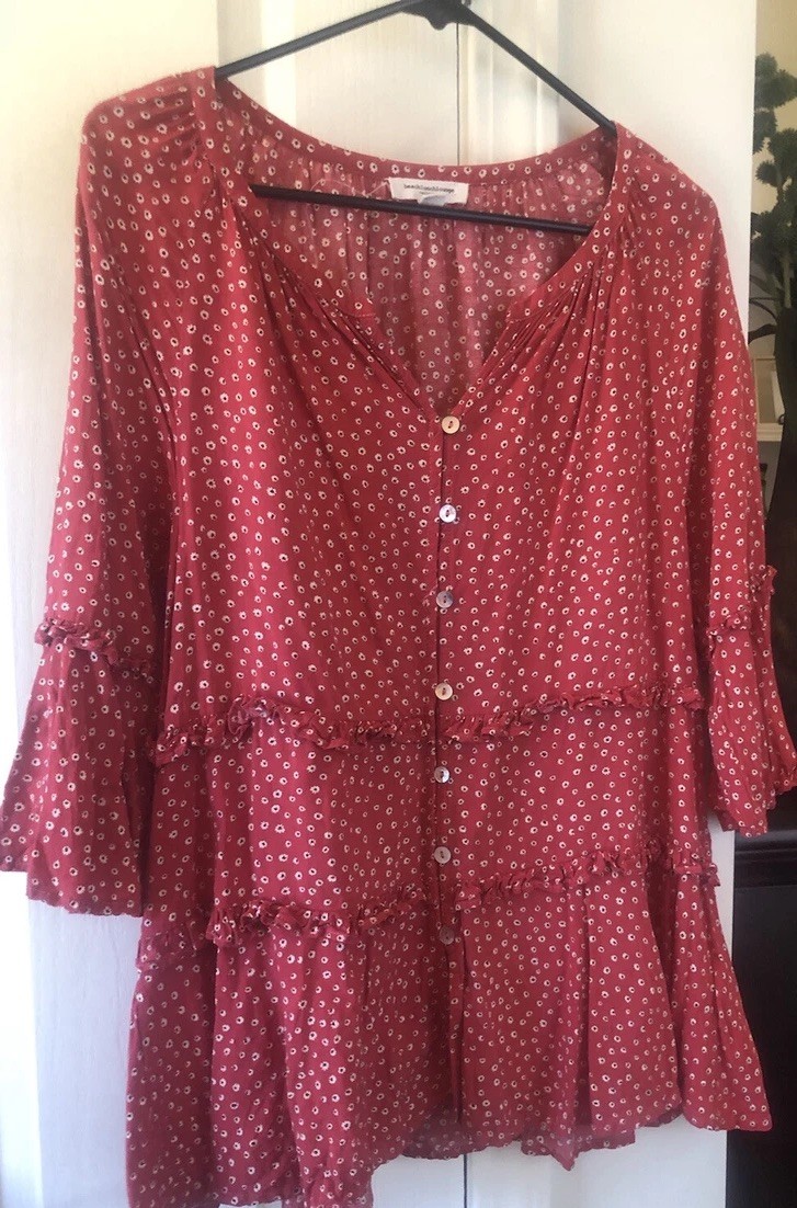 Beach Lunch Lounge XS Top Blouse Boho Festival Spring Summer Floral