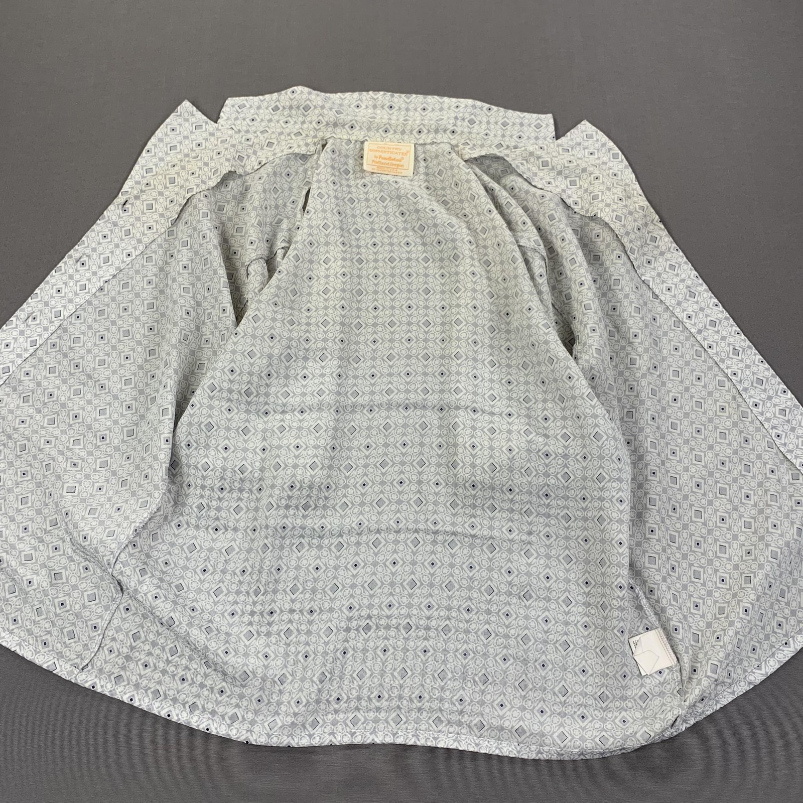 Vintage Pendleton Shirt Womens Large Gray Blue Geometric Print Button Front 90s