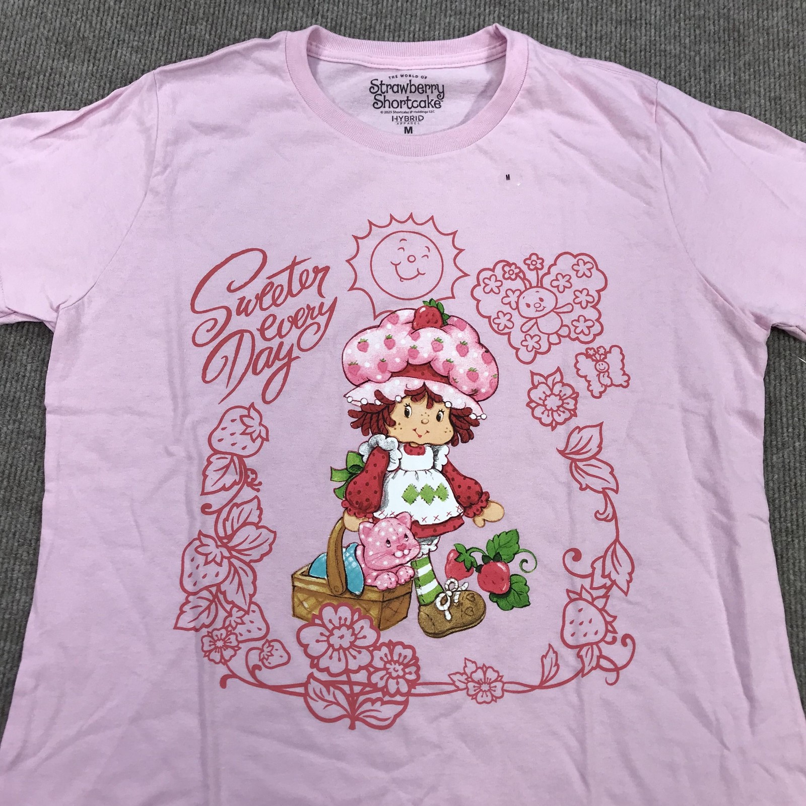 Hybrid Apparel Shirt Womens Medium Pink Strawberry Shortcake Graphic Tee Top NWT