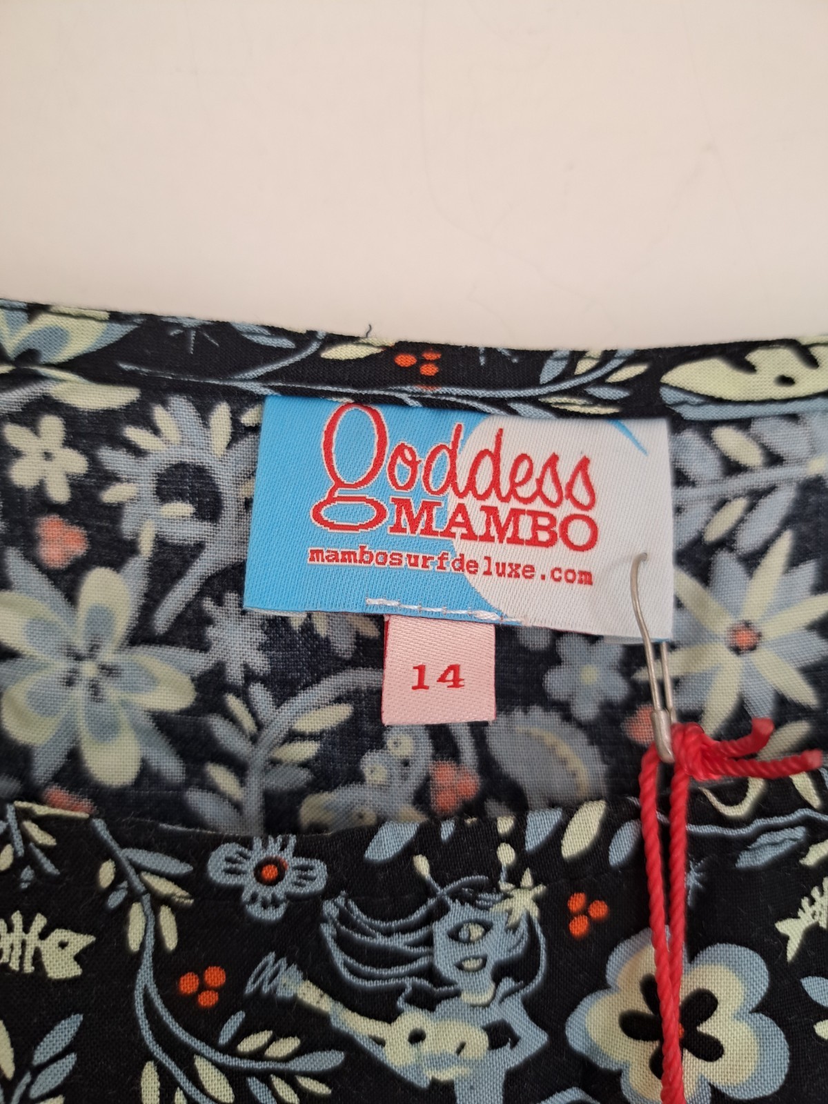 Mambo Rayon Cyclops Blouse Top UK14 Mimosa Blue Green Jersey Hem BNWT