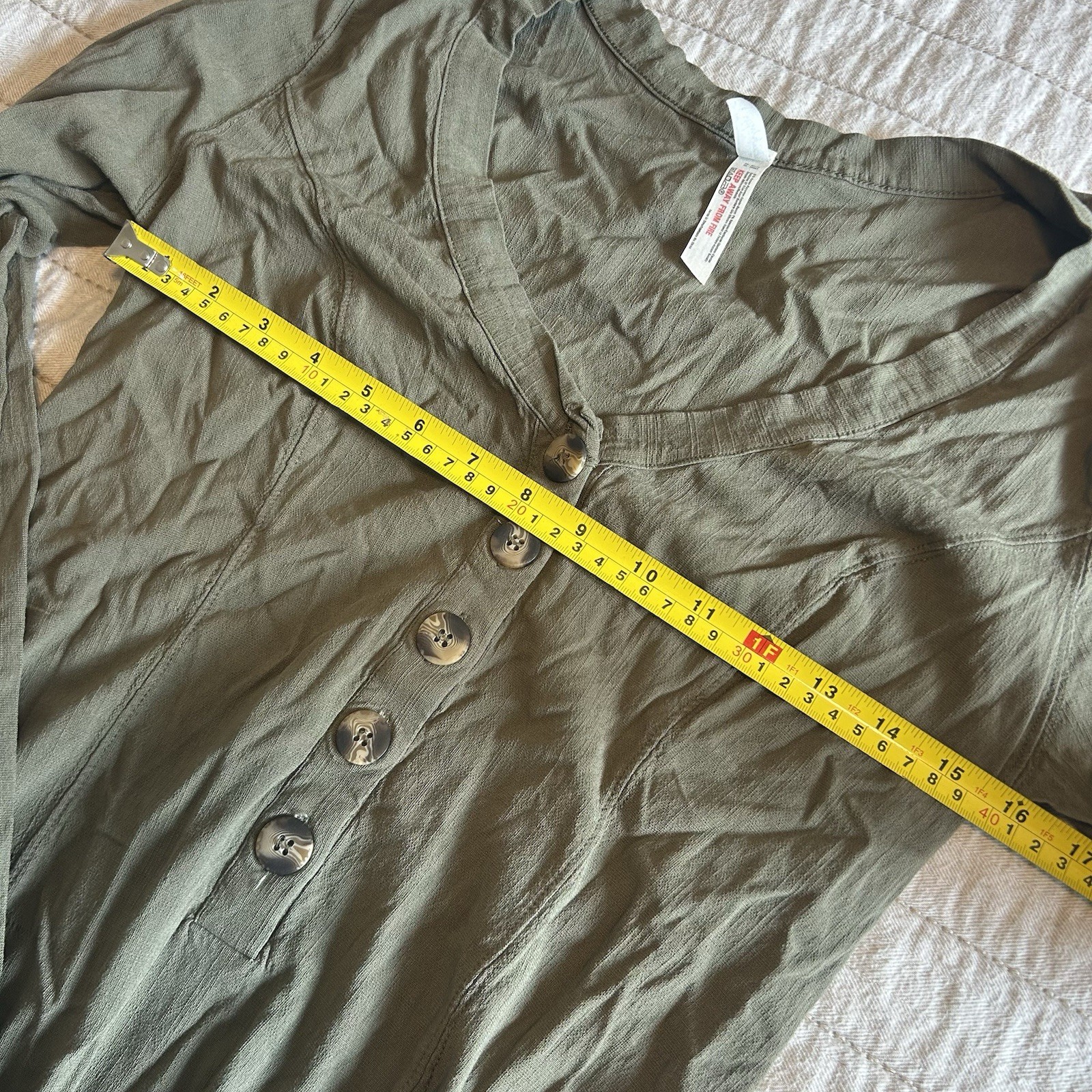 Free People Intimately Henley Style Body Suit Blouse Olive Hunter Green Size M